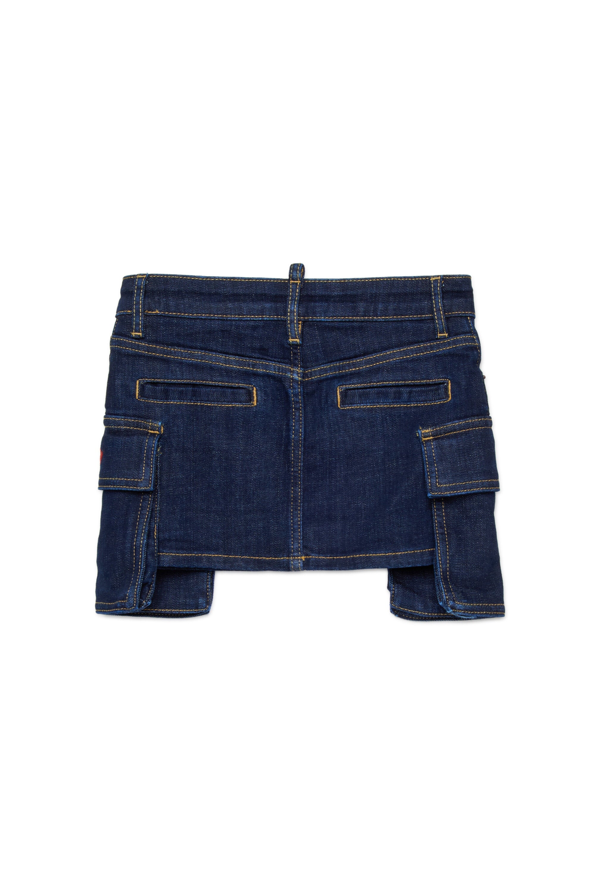 Dark blue denim cargo mini skirt