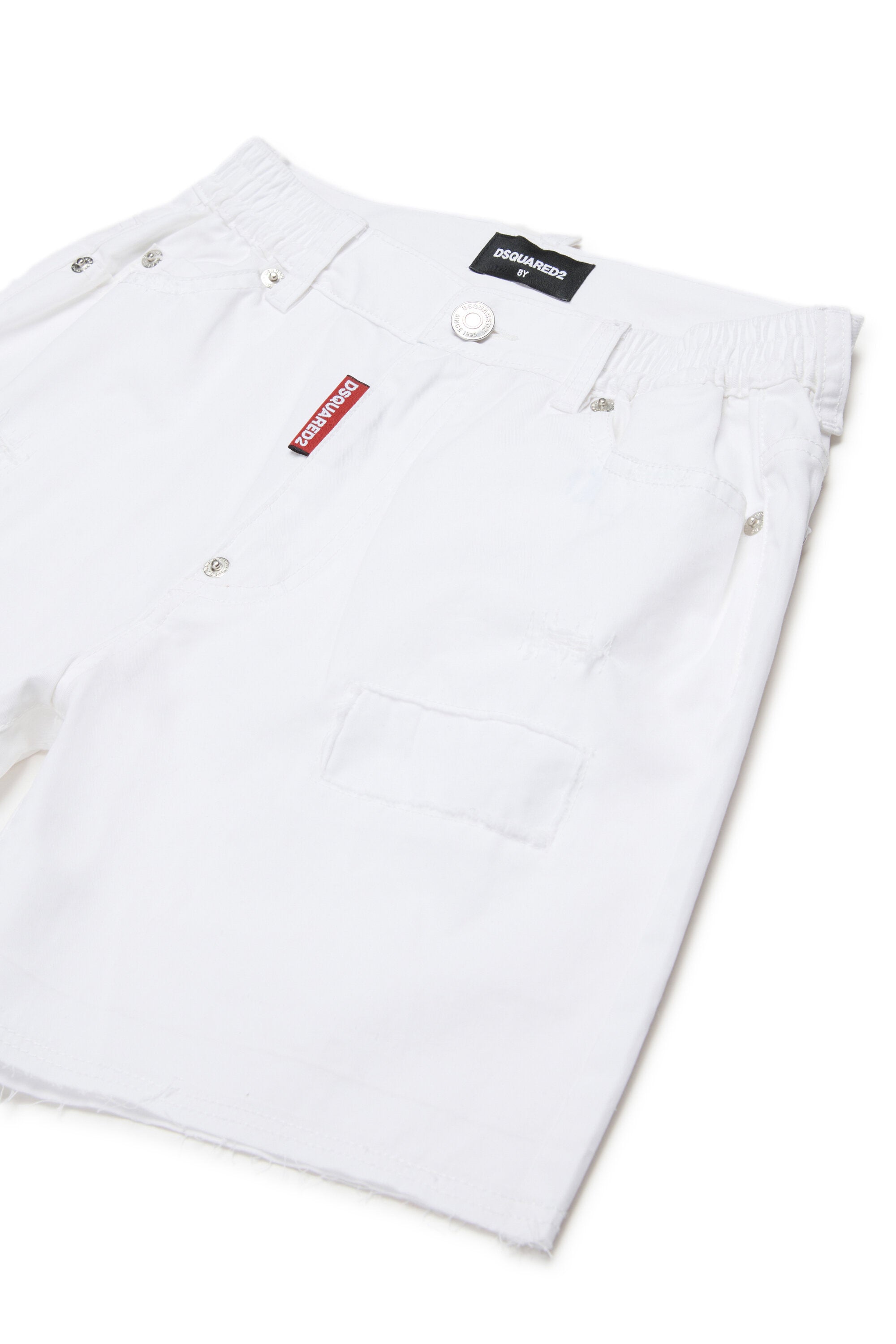 Shorts with logo and frayed details