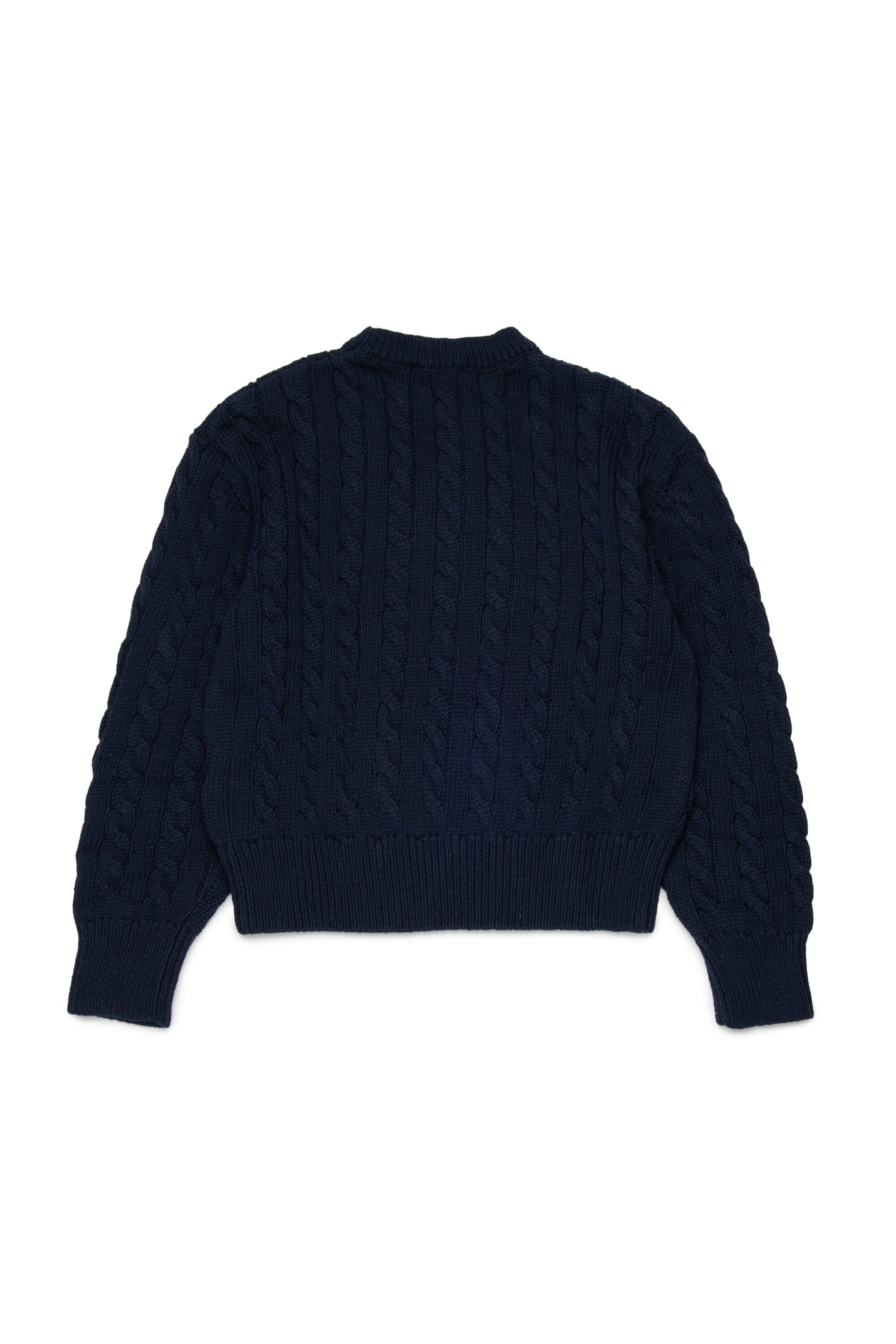 Jersey de punto trenzado con cuello redondo y logo