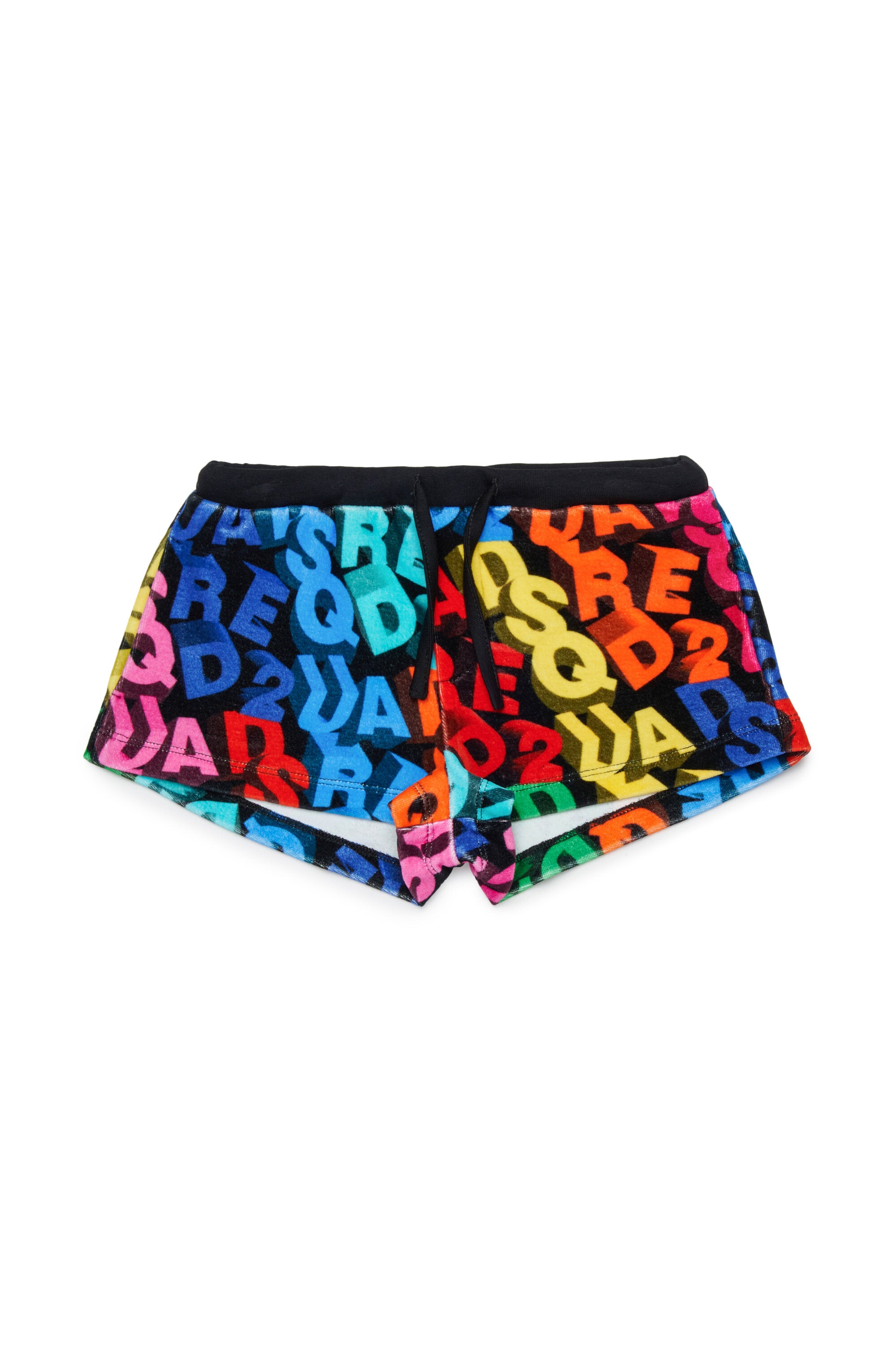 Strickshorts mit Allover-Logo