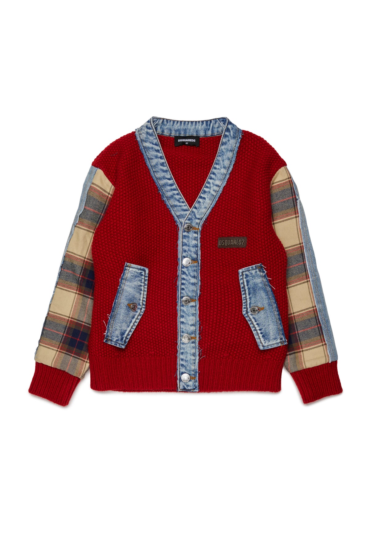 Cardigan en maille avec détails en denim