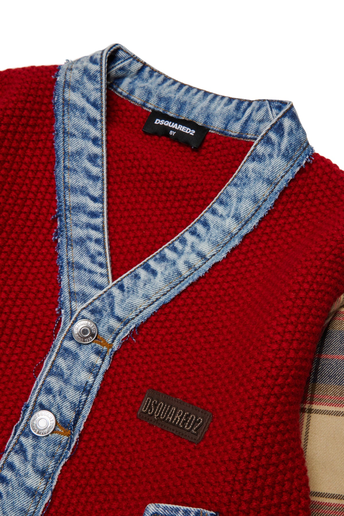 Cardigan en maille avec détails en denim