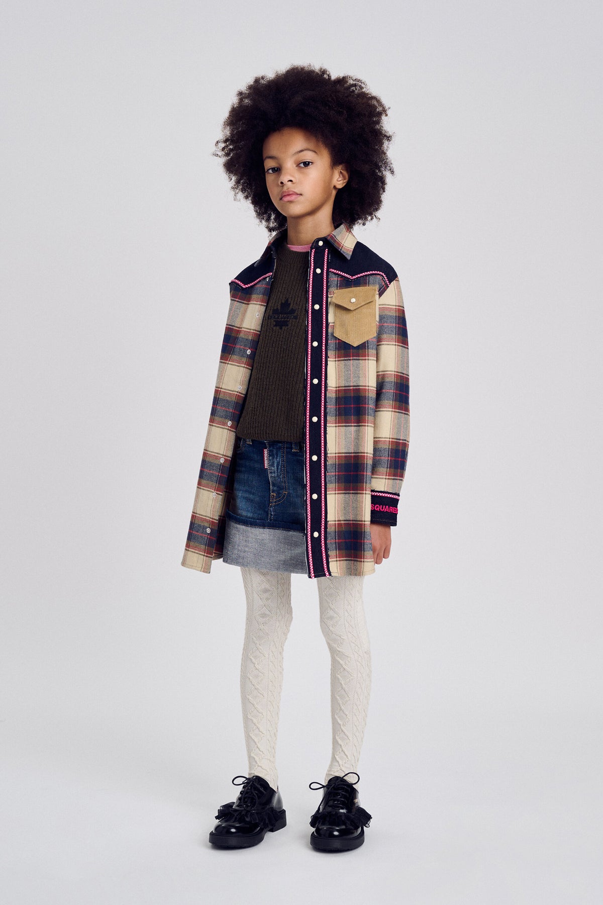 Checked shirt with logo