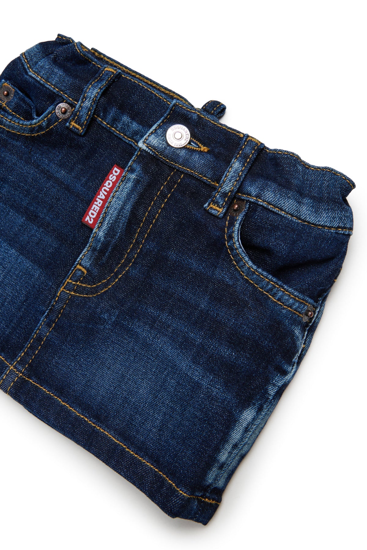 Denim mini skirt with embroidery