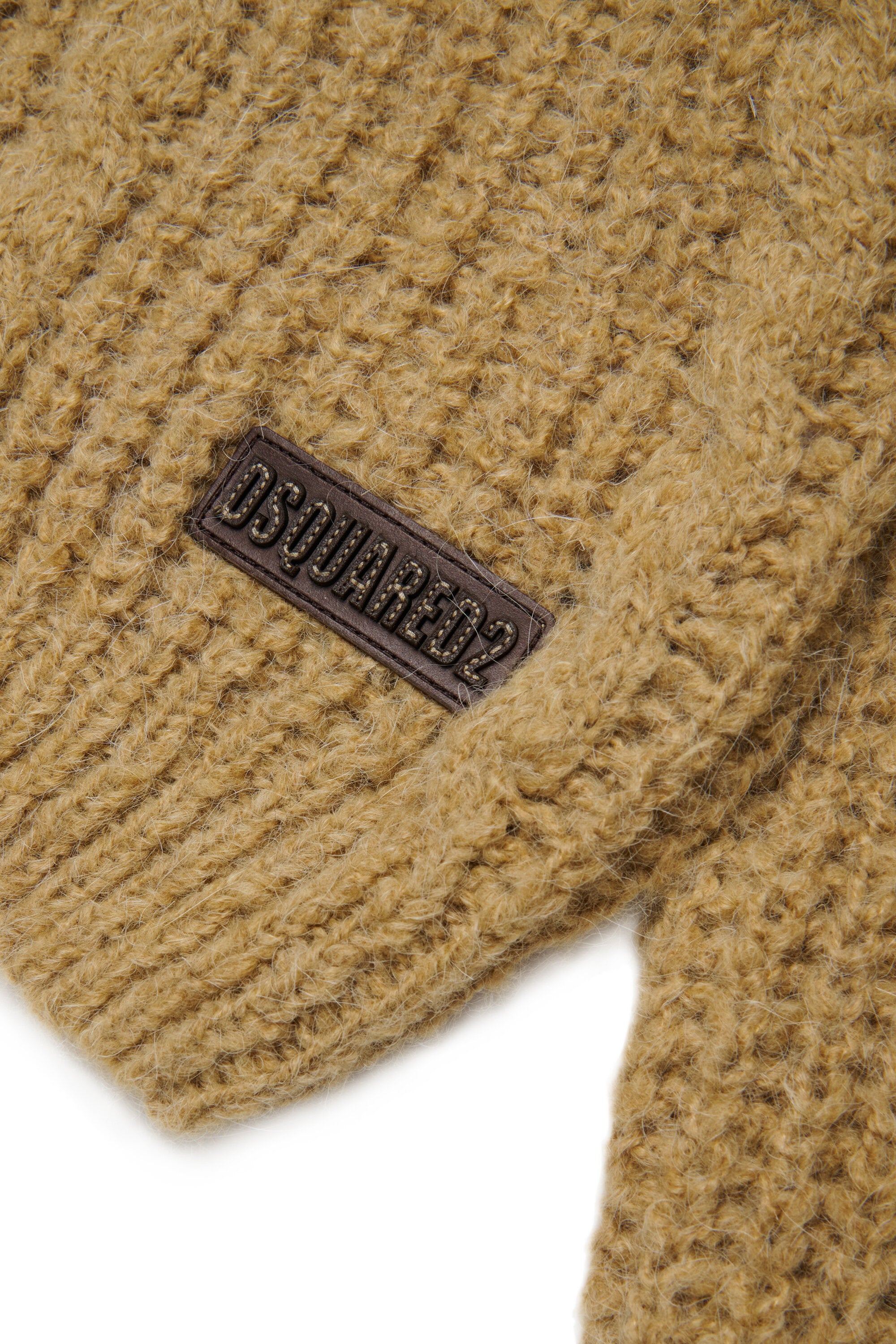Cable-knit turtleneck with logo