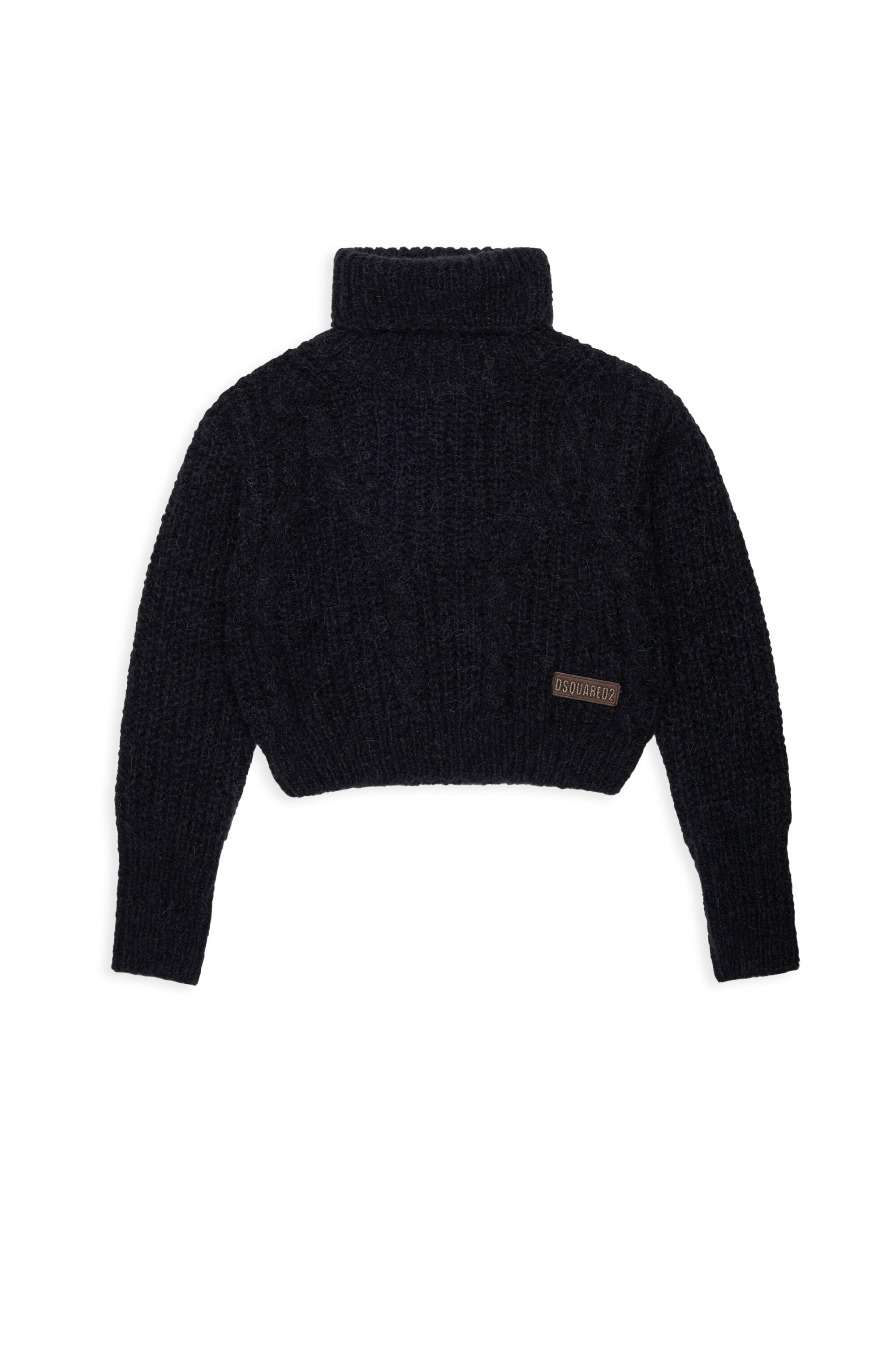 Cable-knit turtleneck with logo