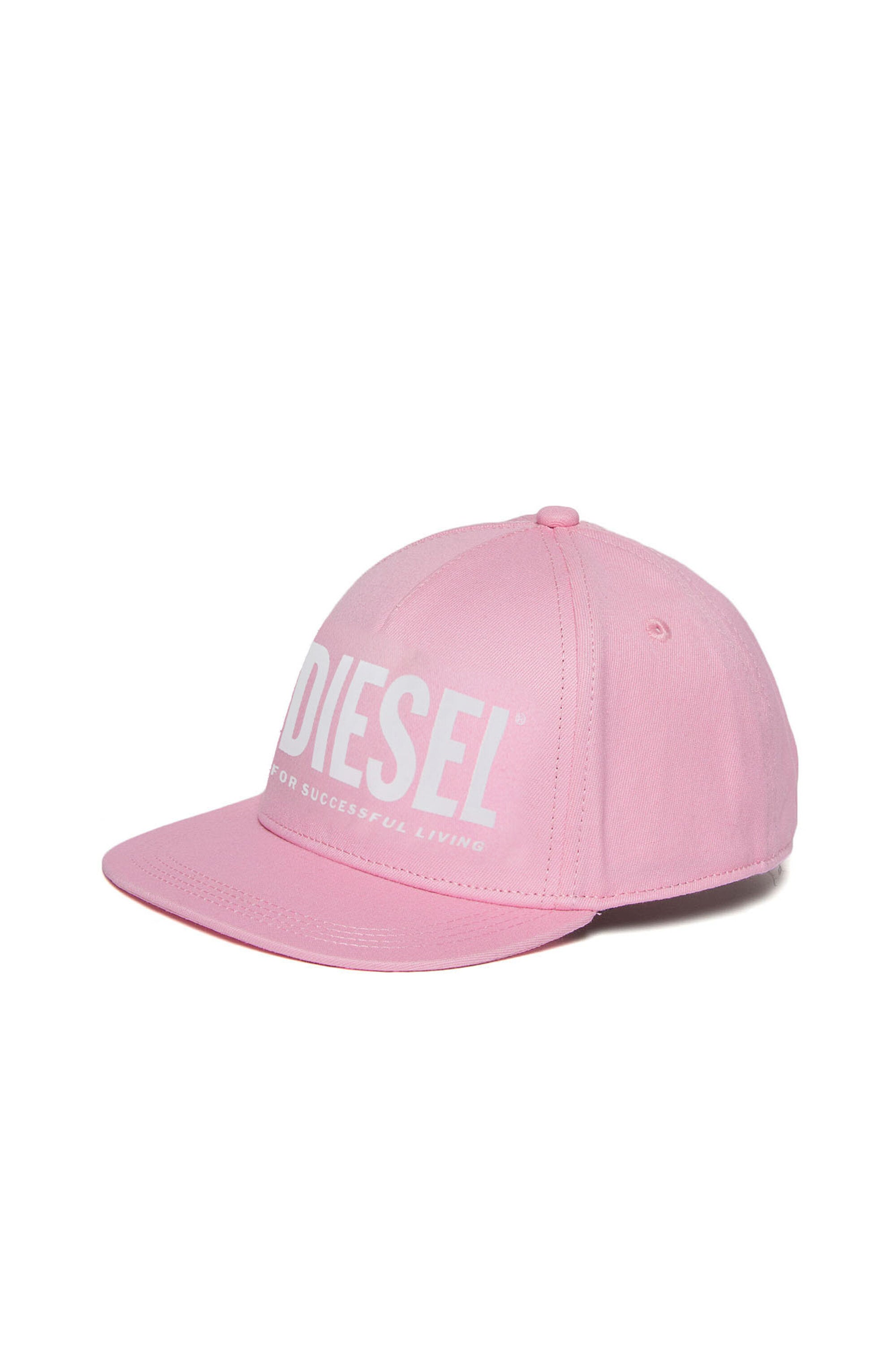 Pink gabardine baseball cap with logo