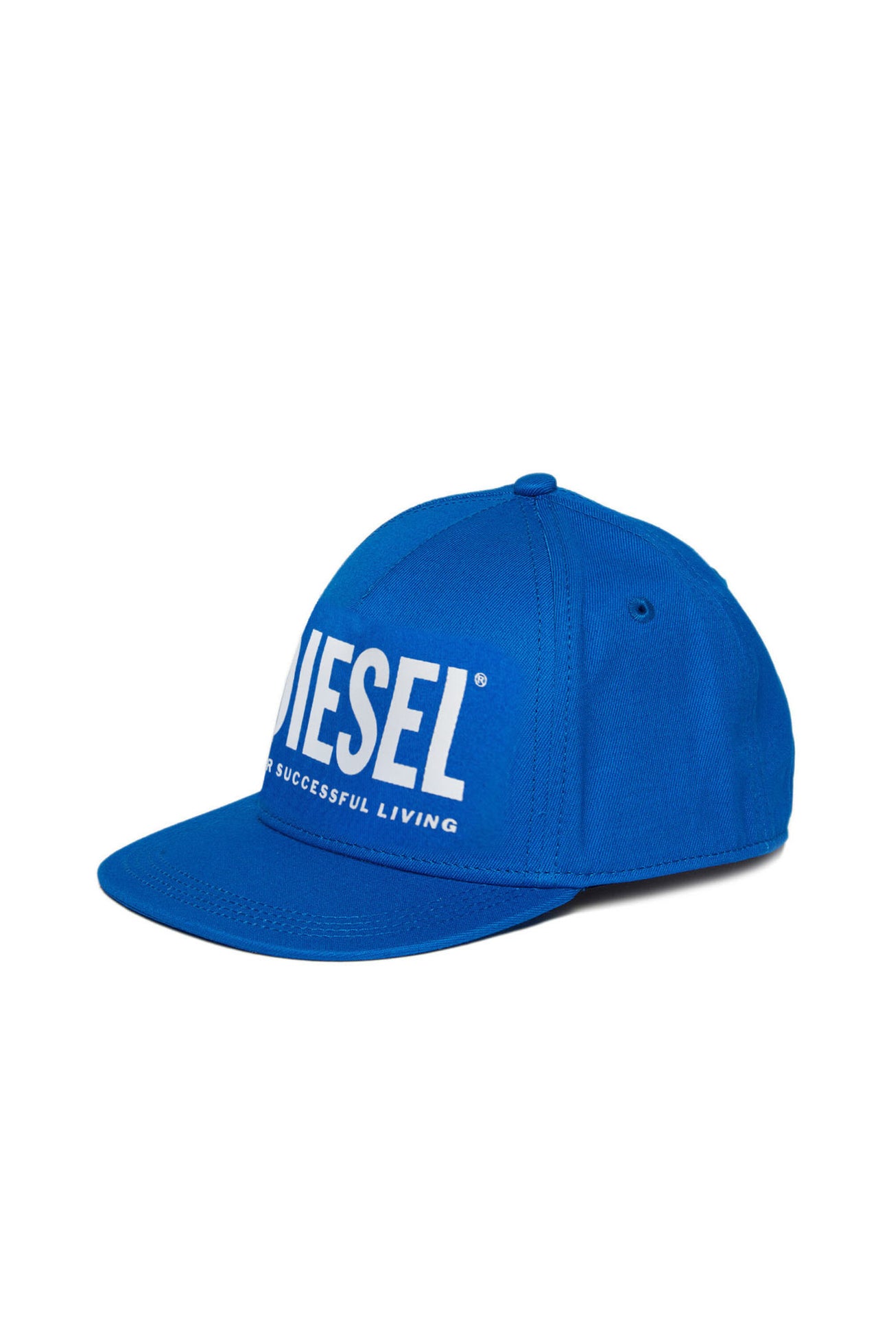 Cappello da baseball blu in gabardina con logo 