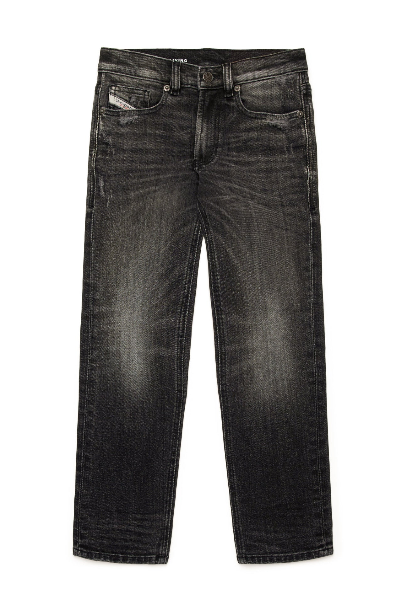 Jeans straight nero con abrasioni - 2010 Jeans straight nero con abrasioni - 2010