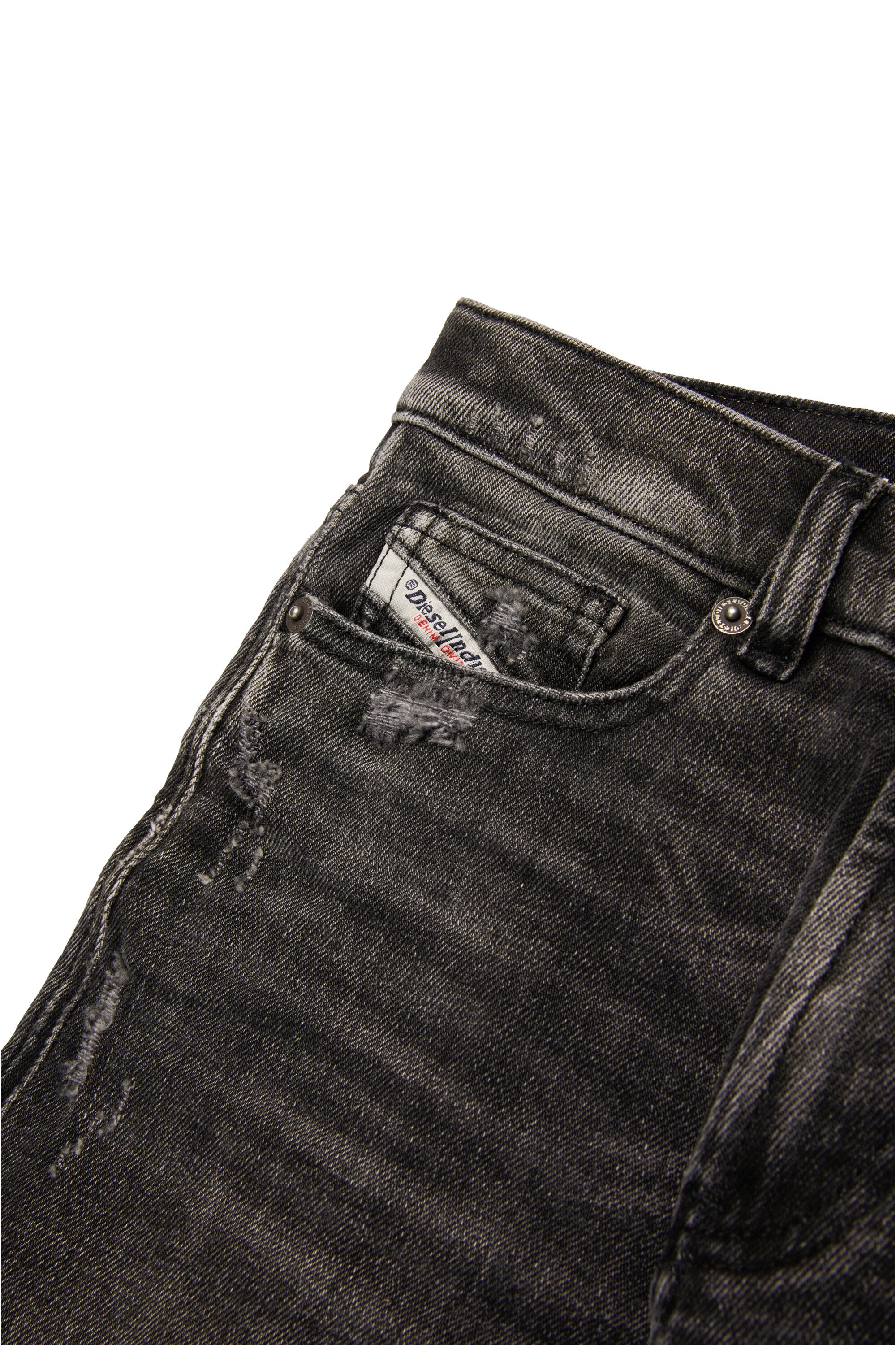 Jeans straight nero con abrasioni - 2010