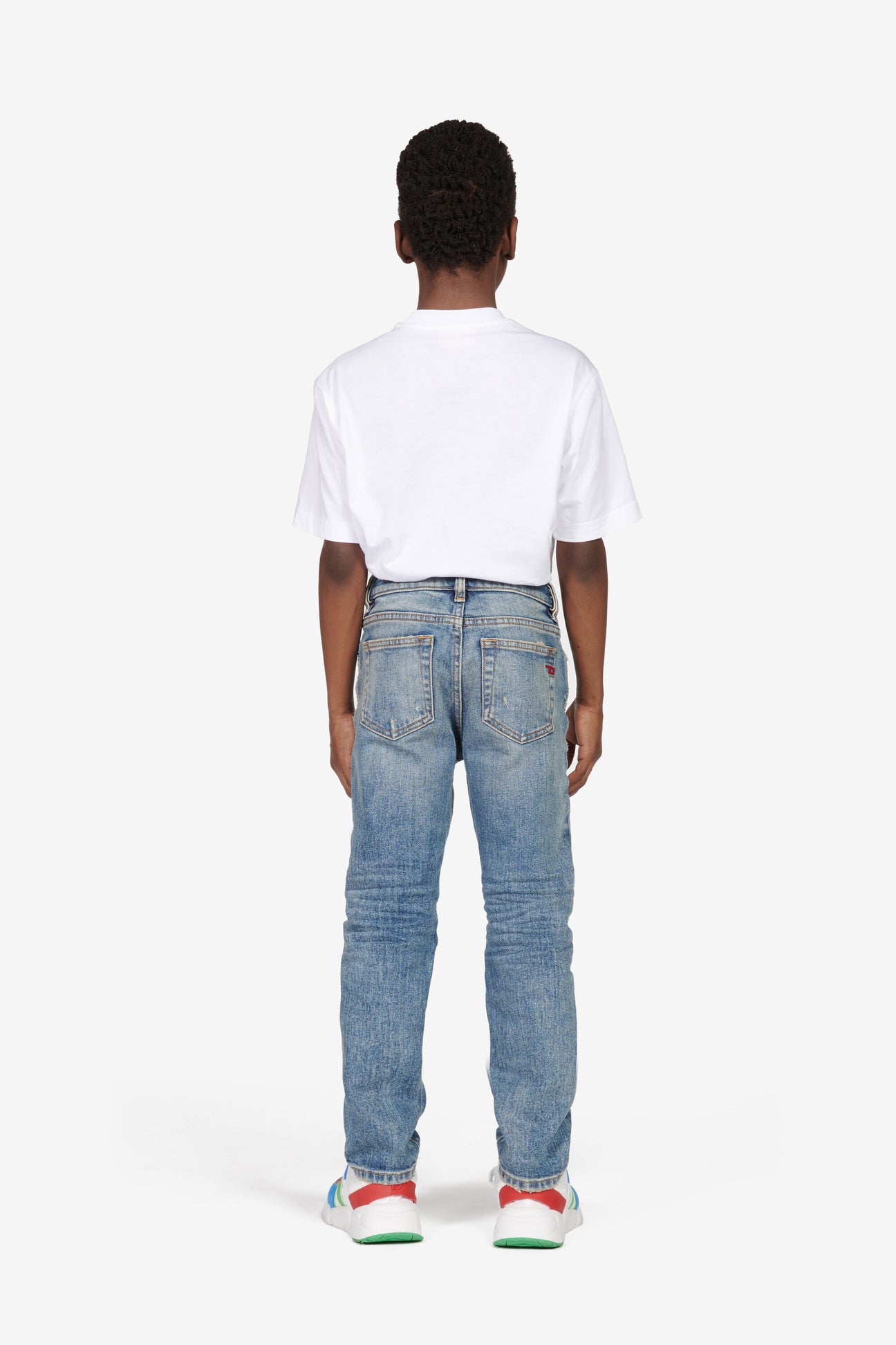 Blue straight jeans with fake holes - 2020 D-Viker Blue straight jeans with fake holes - 2020 D-Viker