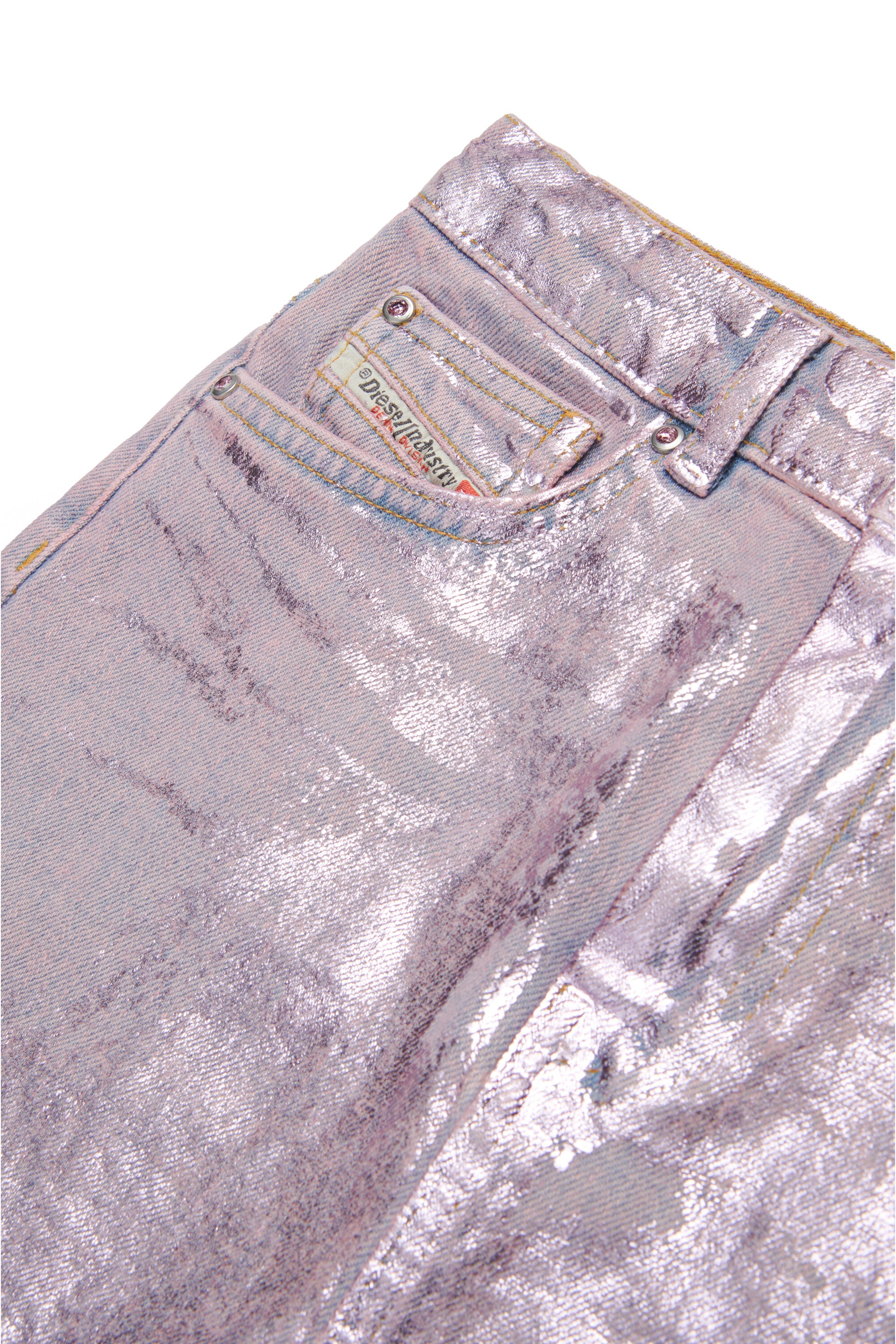 Gonna in denim con finishing mylar