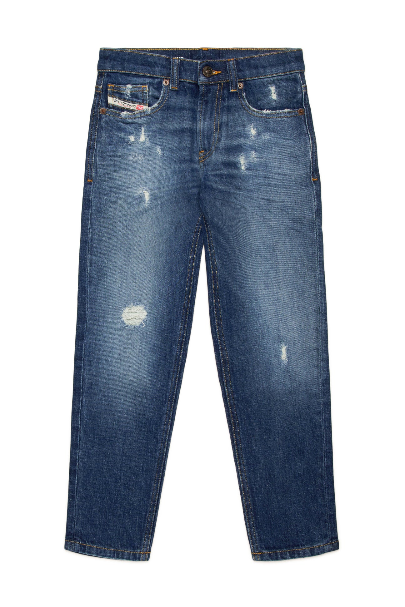Jeans tapered blu medio con strappi - D-Lucas 