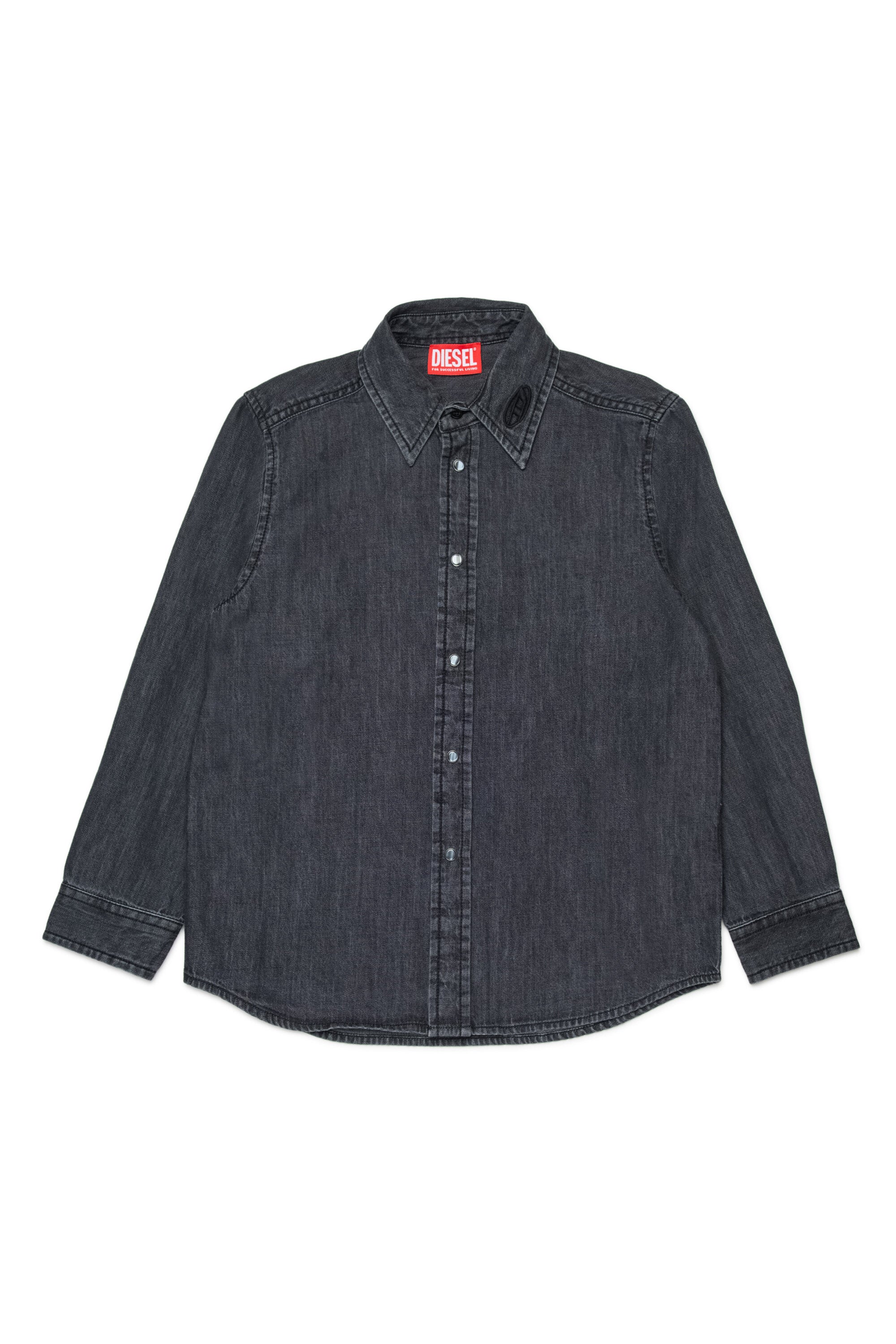 Chemise en denim à manches longues avec logo