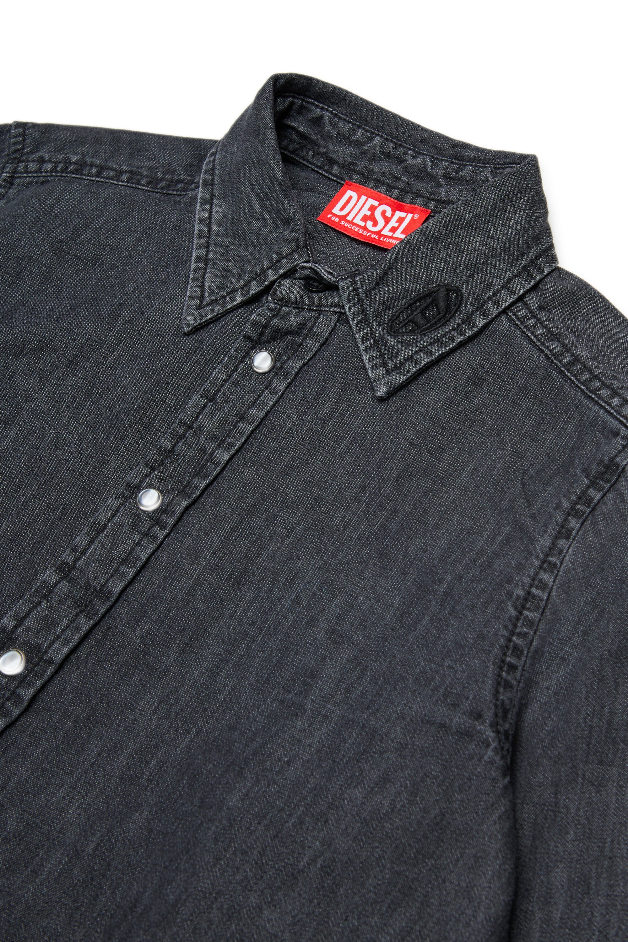 Chemise en denim à manches longues avec logo