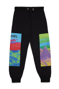 Jogger pants in fleece with thermoscanner print