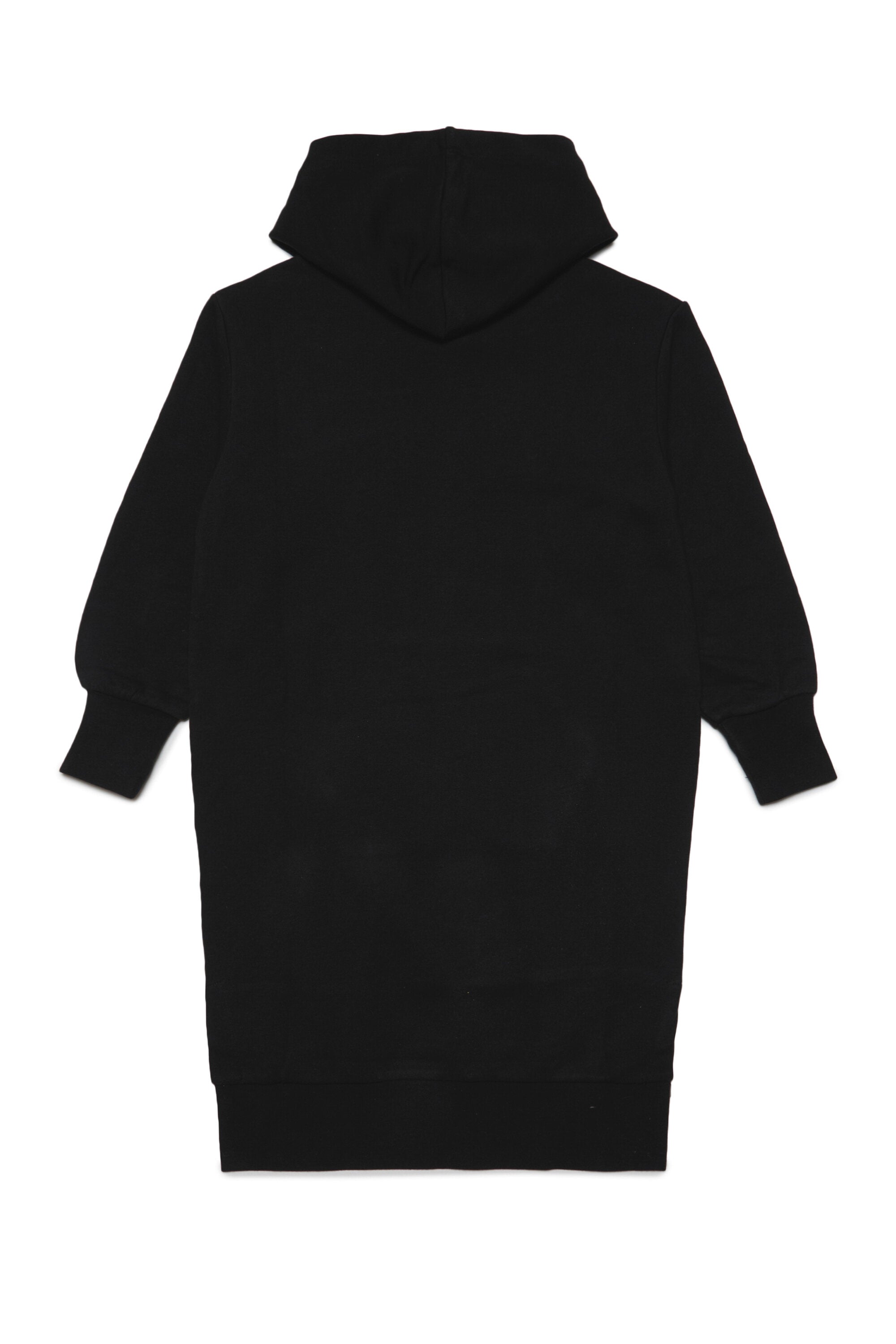 Maxi-sweatshirt dress with hood and chenille-effect logo