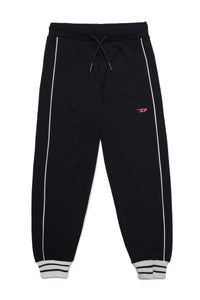 Pants in fleece with striped elastic band