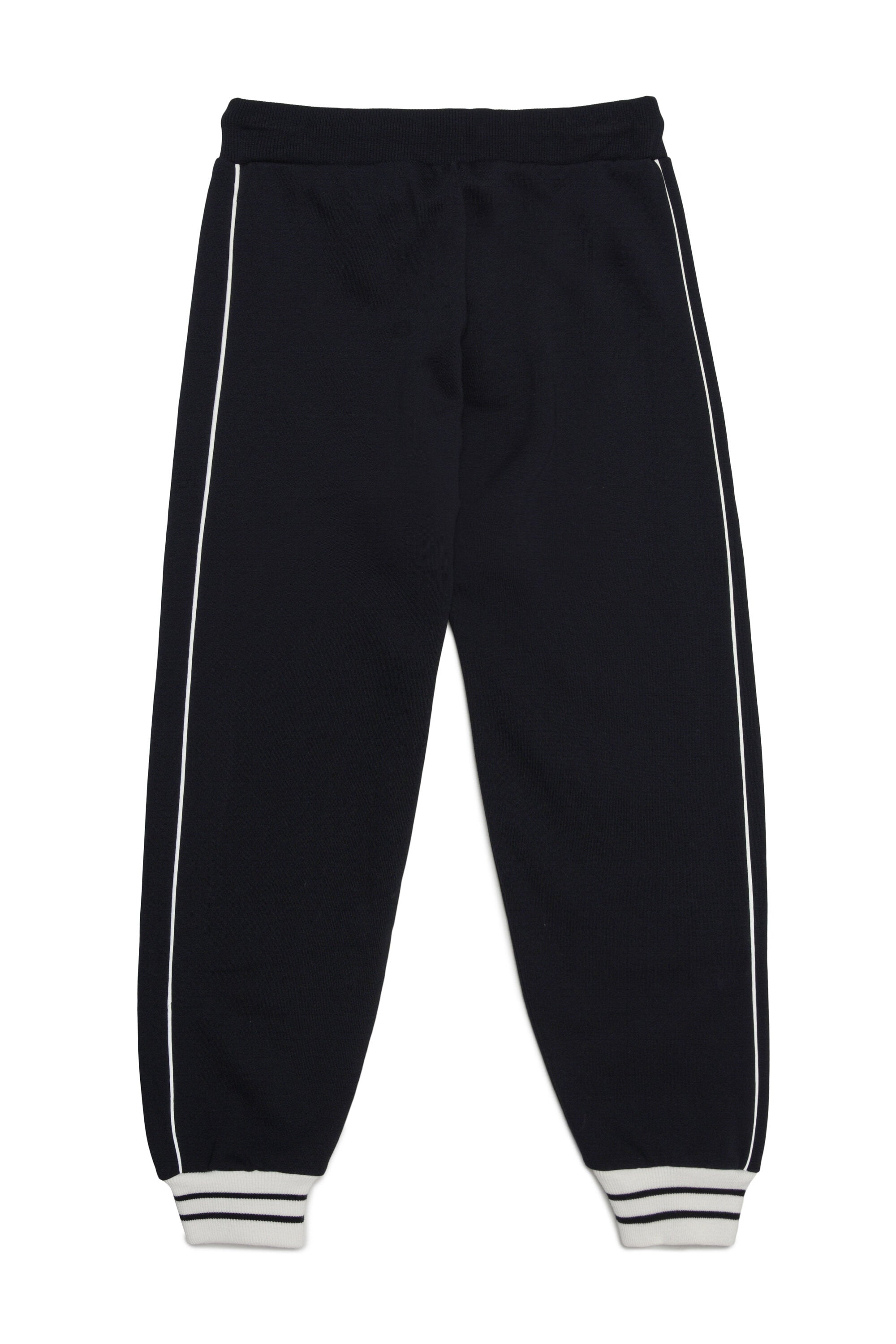 Pants in fleece with striped elastic band