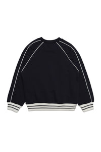 Cotton crew-neck sweatshirt with elastic details