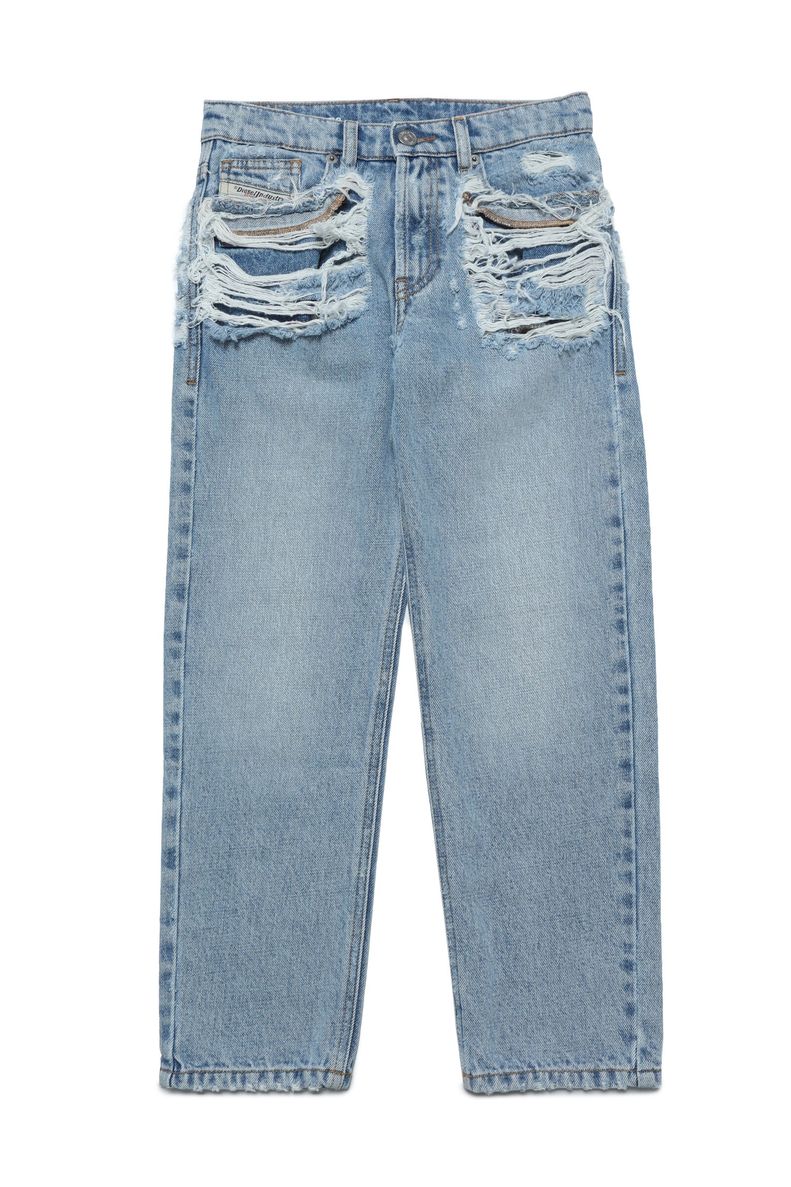 Jeans straight con rotture