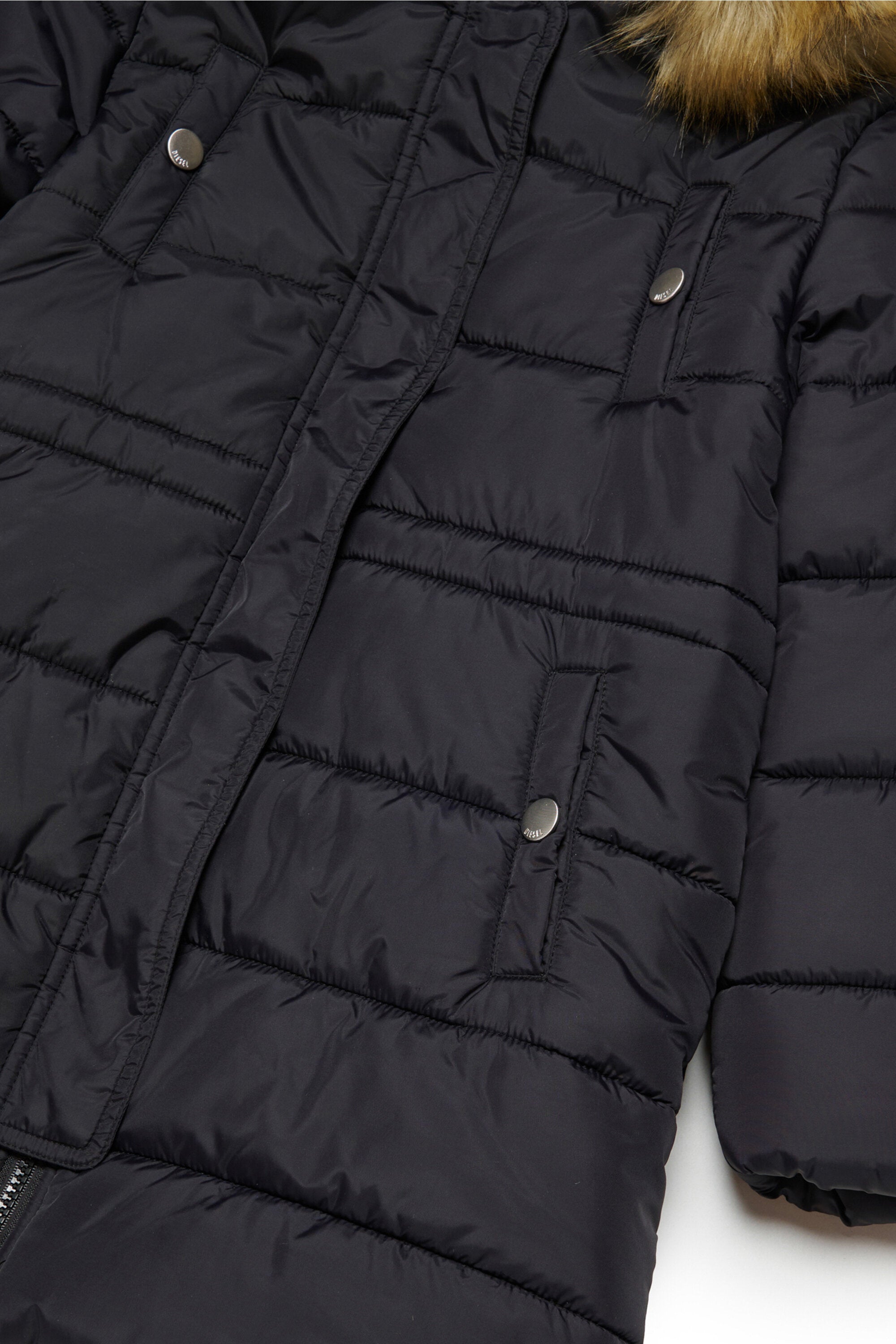 Long padded jacket with Diesel patch