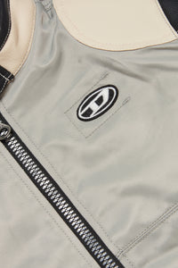 Biker jacket with imitation leather inserts