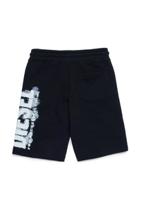 Fleece shorts with watercolor effect print