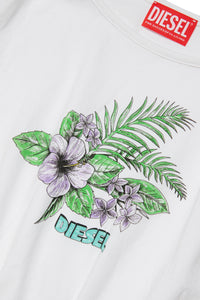 T-shirt cropped con grafica palme