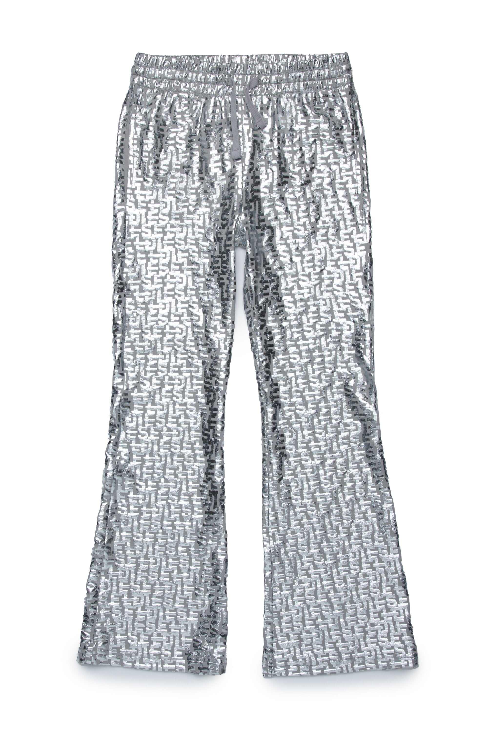 Pantaloni bootcut allover monogram mylar