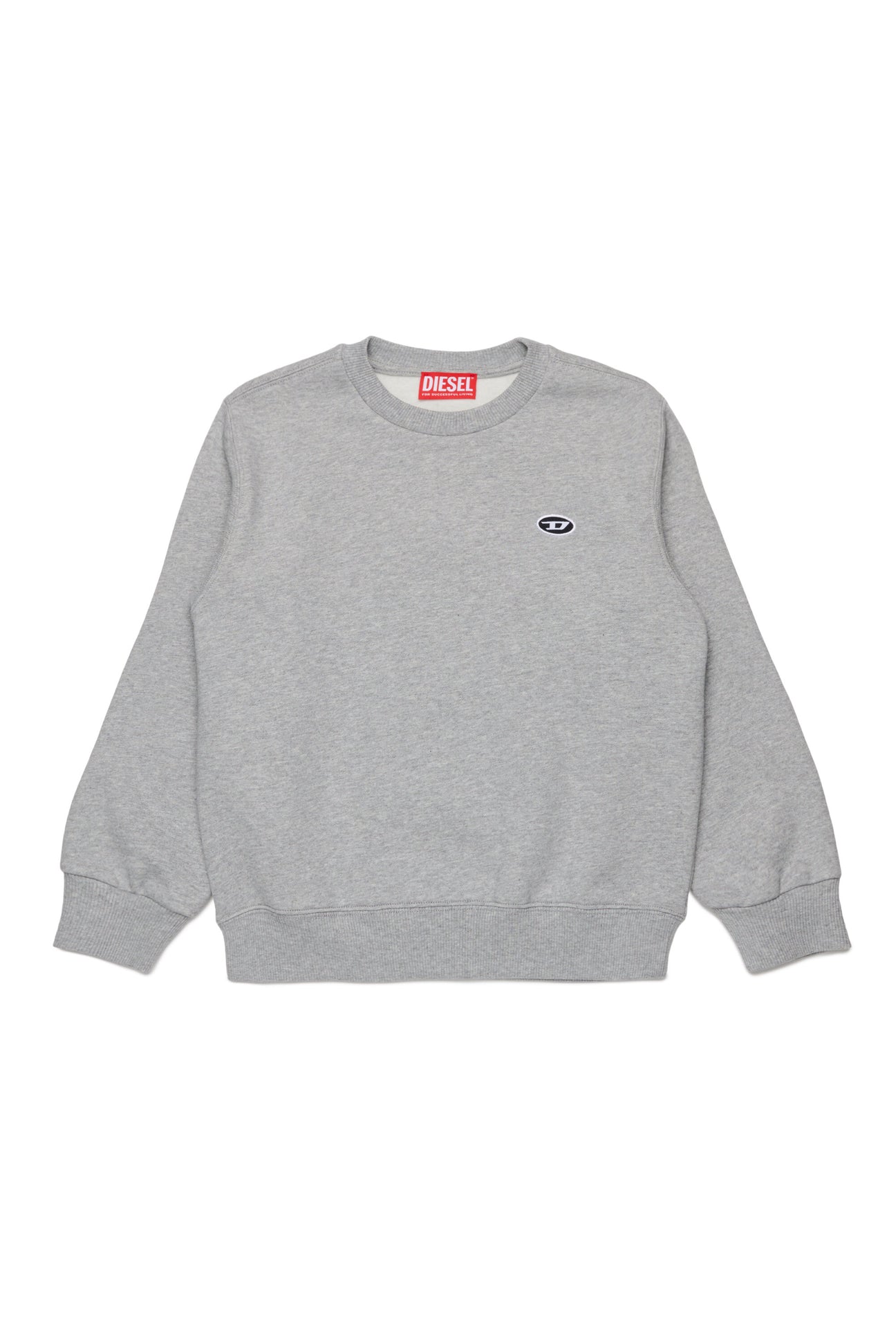 Crew-neck sweatshirt with embroidered oval D logo 