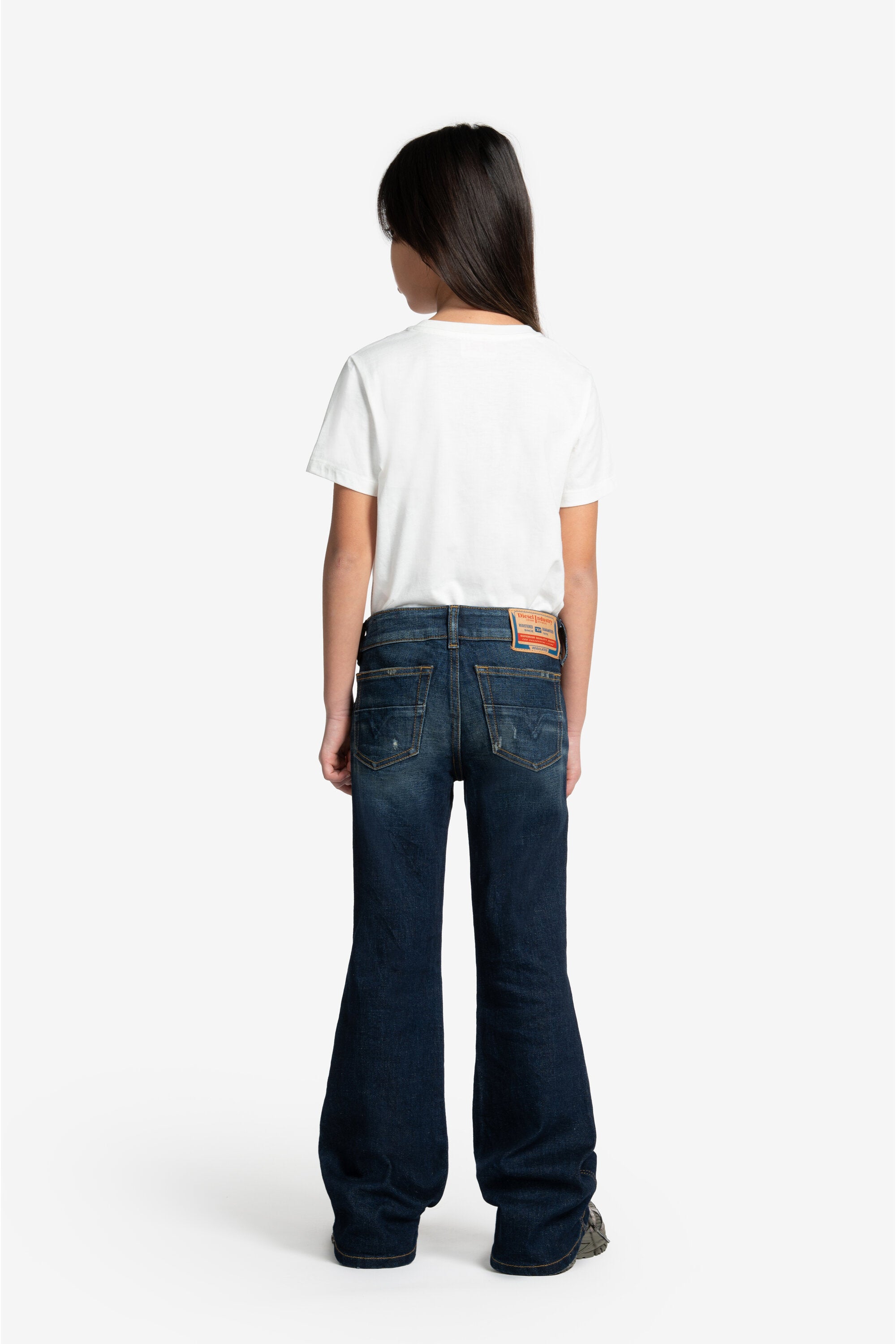 Jeans bootcut blu scuro con abrasioni - D-Eki