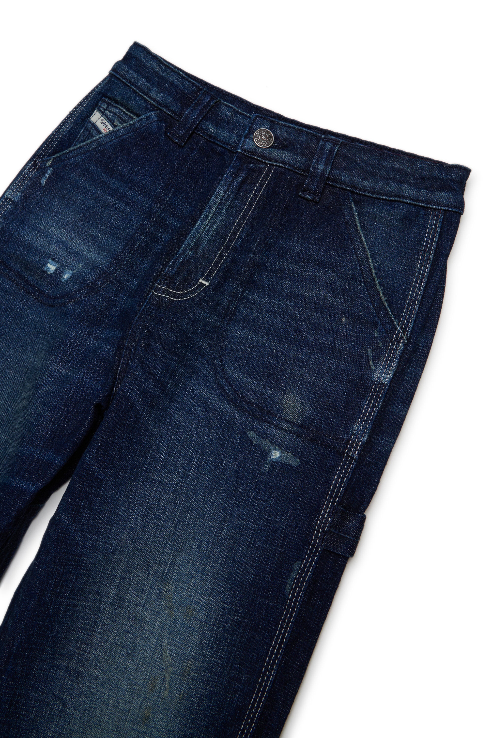 Jeans relaxed blu scuro con abrasioni - D-Bart