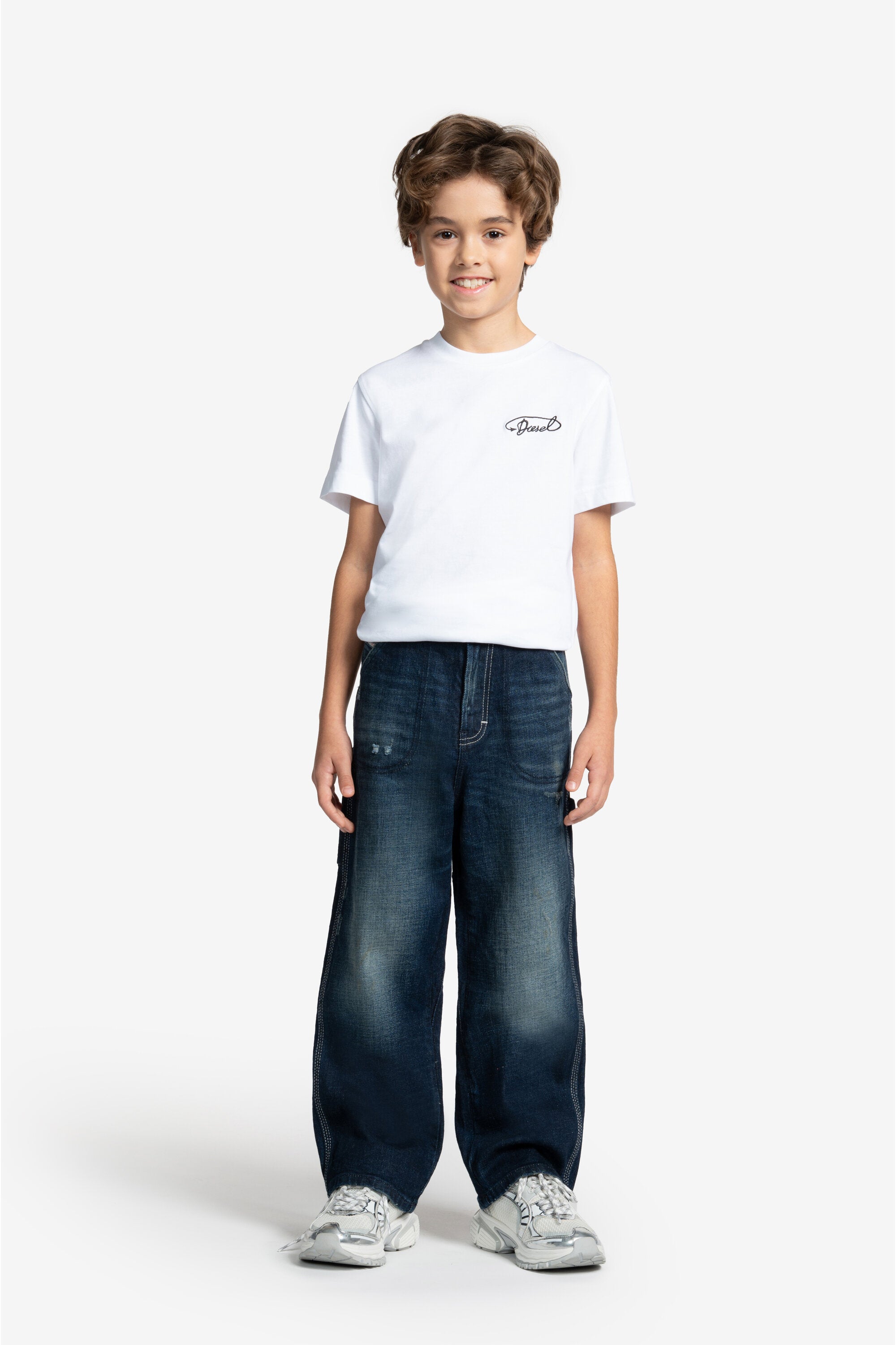 Jeans relaxed blu scuro con abrasioni - D-Bart