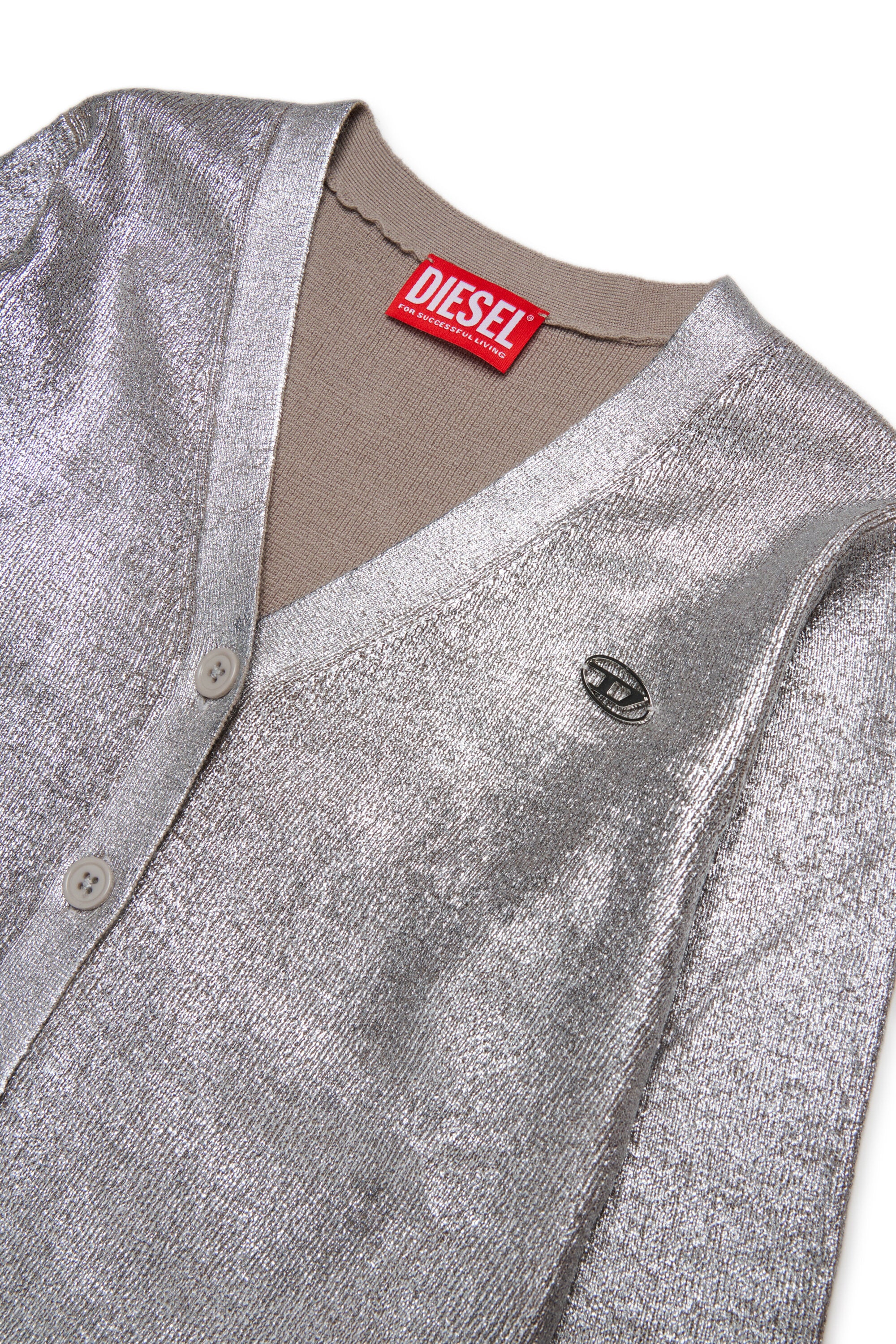 Cardigan misto lana con stampa mylar