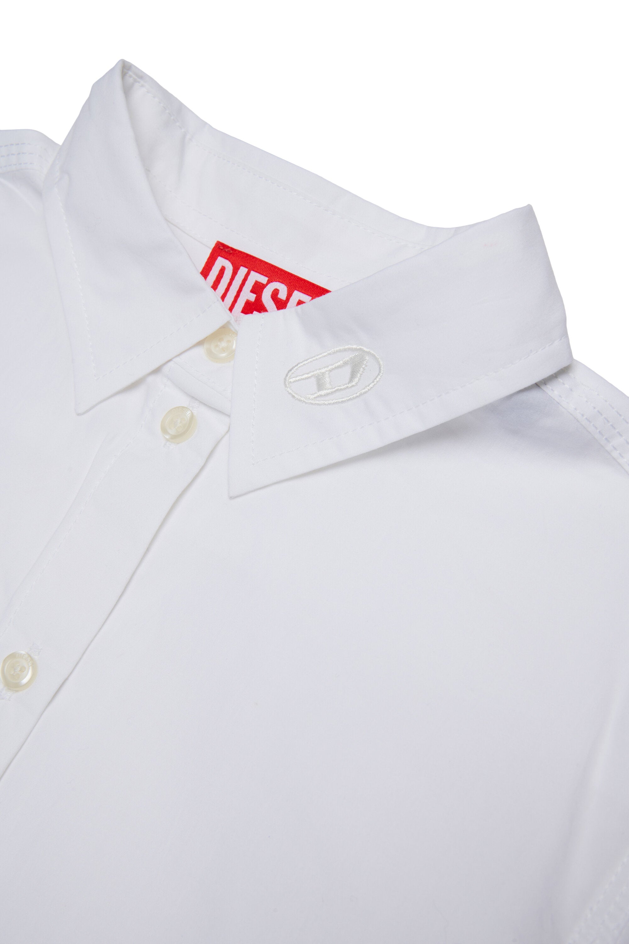 Camicia boxy in popeline con logo sul colletto