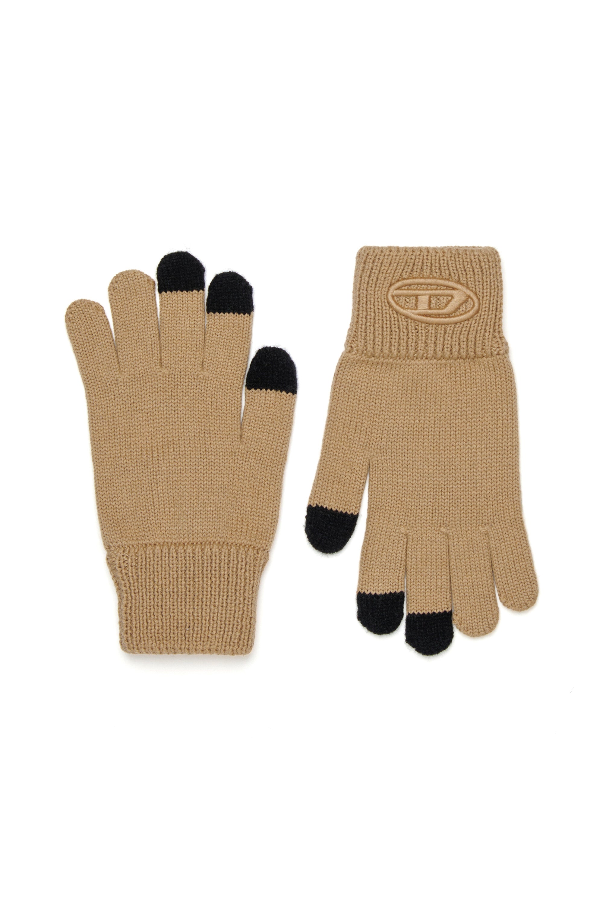 Markenhandschuhe aus Wollmischung und Strick