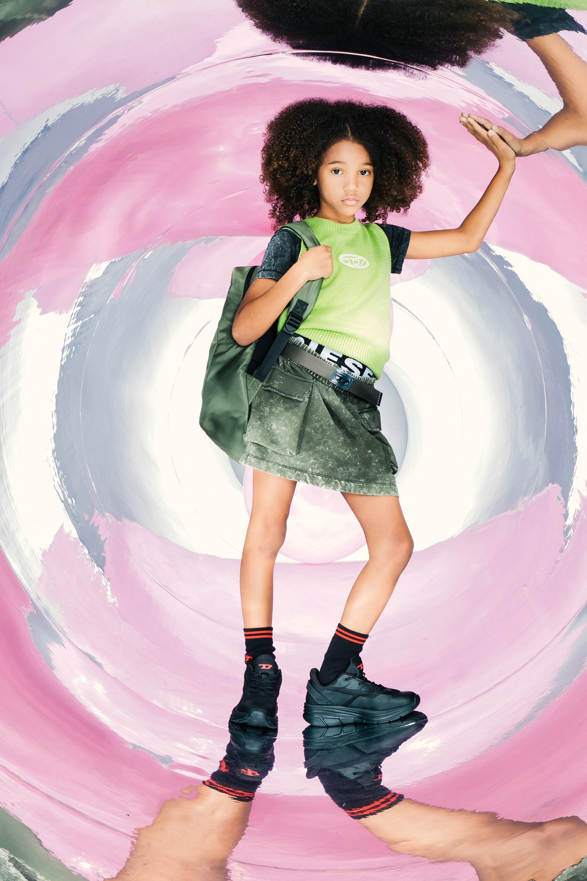 Minigonna cargo in felpa marmorizzata