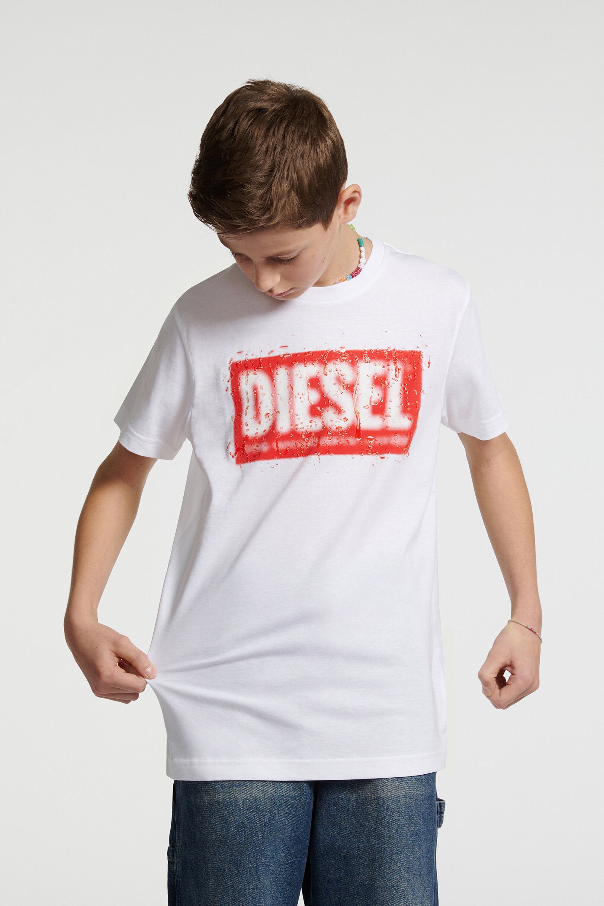 T-shirt in jersey con logo Diesel Denim Division