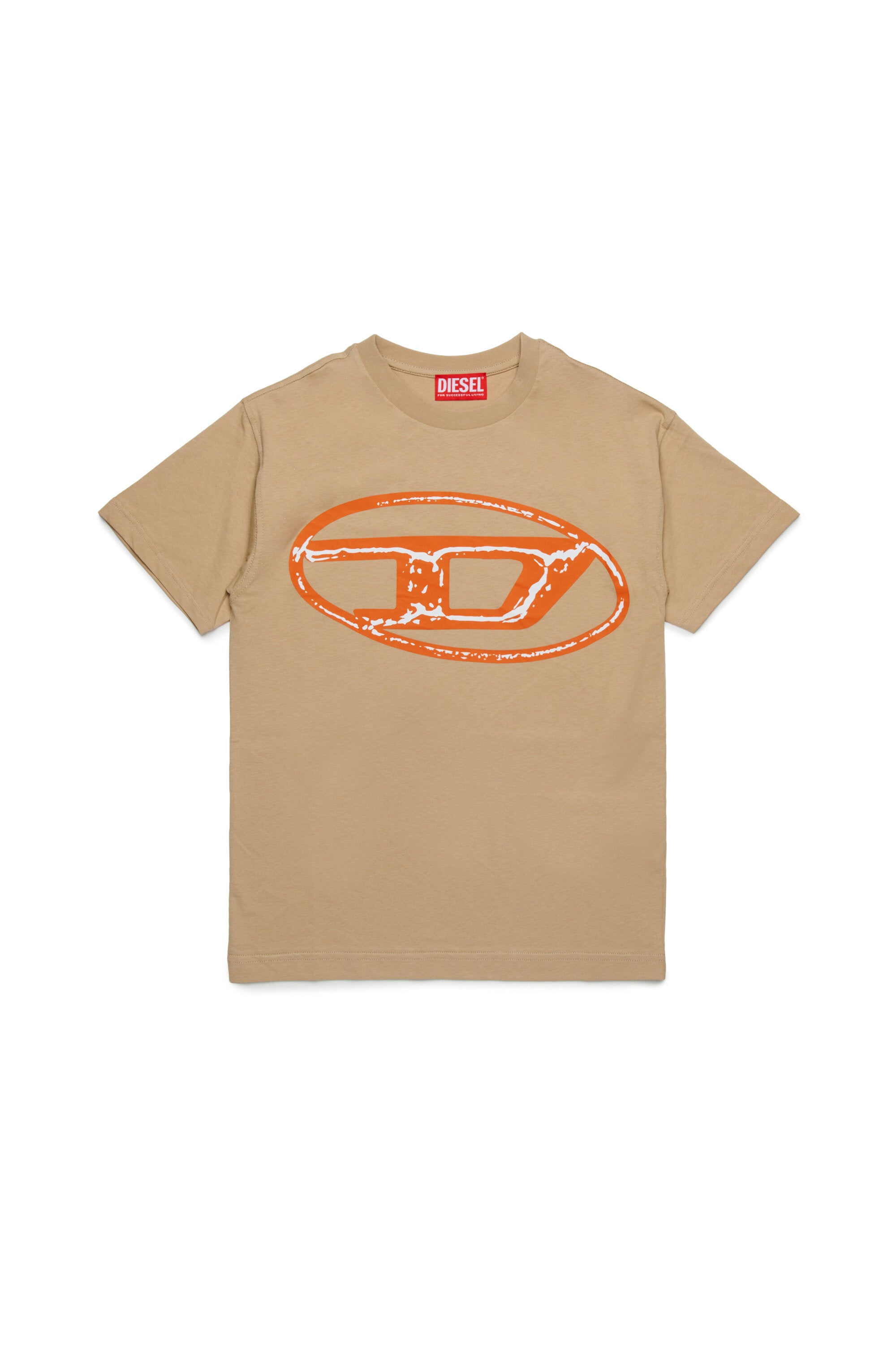 T-shirt in jersey con maxi logo Oval D bicolor