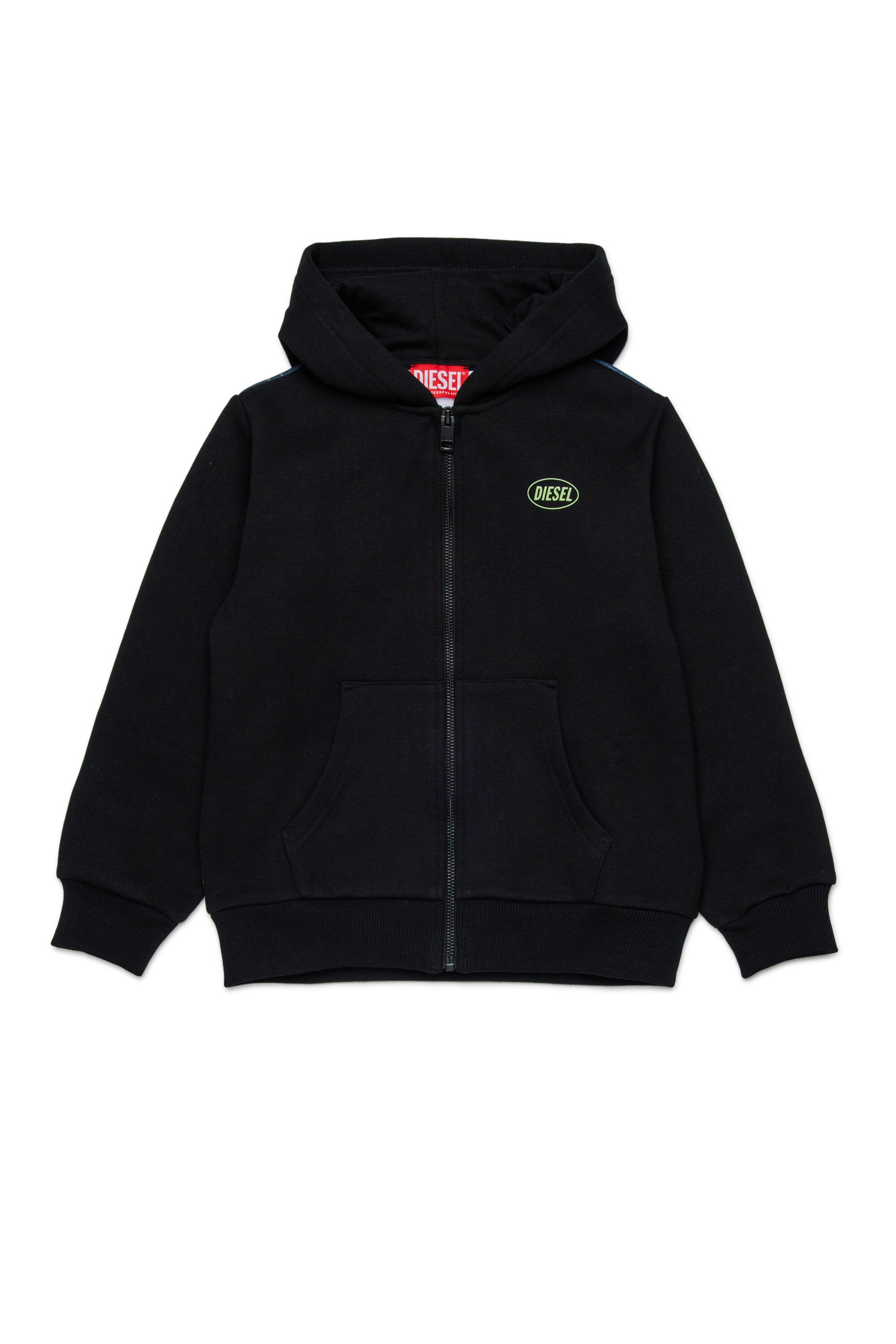 Sweatshirt mit Reißverschluss und Wolfsgrafik mit Pixeleffekt