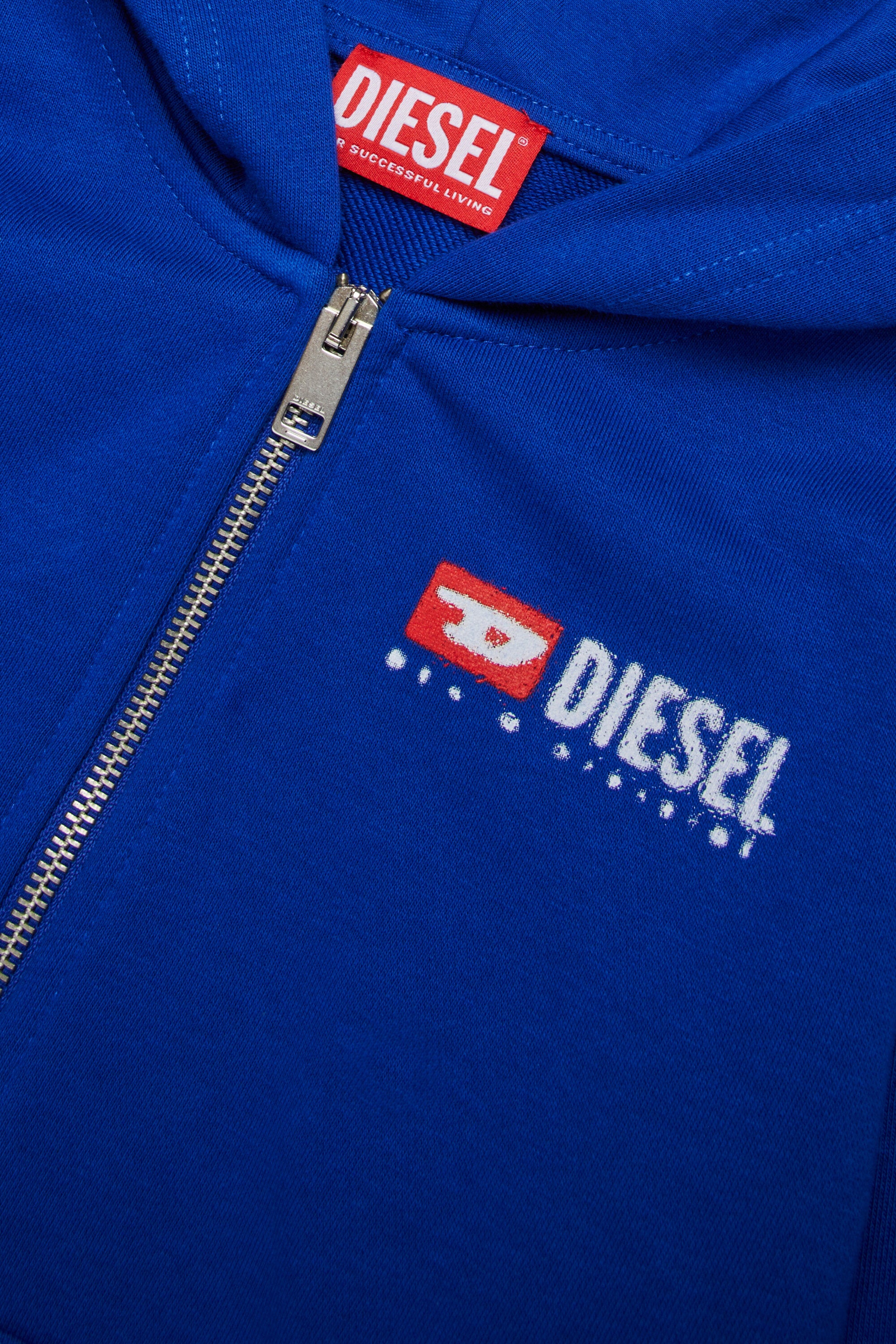 Sweat-shirt à capuche avec fermeture éclair et logo Diesel Denim Division