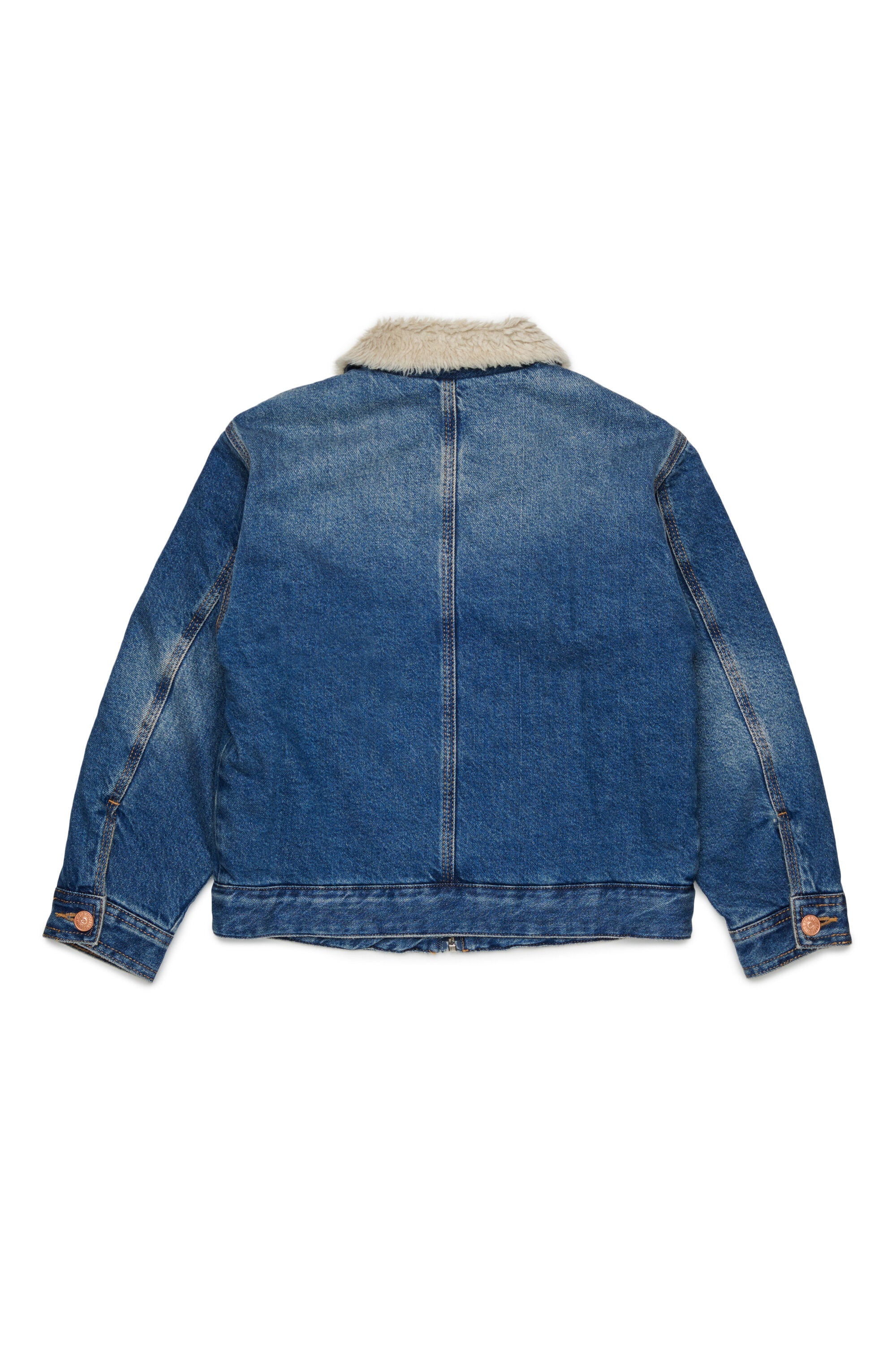 Shearling-Denimjacke mit aufgedrucktem Logo
