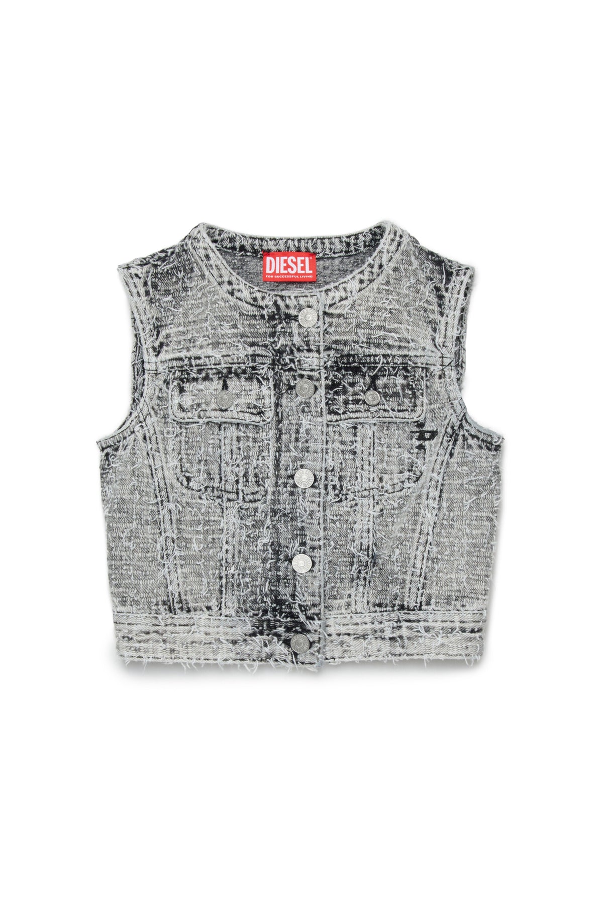 Chaqueta vaquera sin mangas con logo