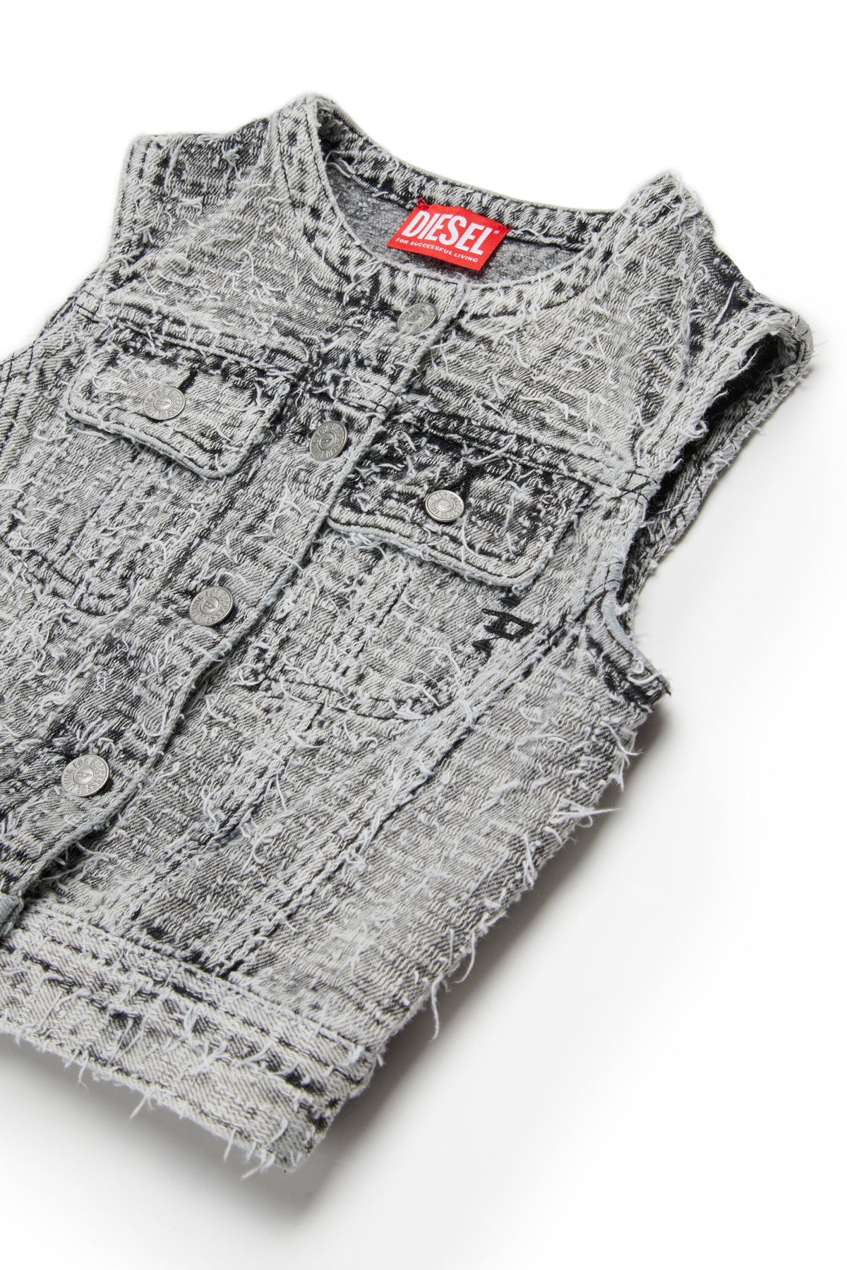 Chaqueta vaquera sin mangas con logo