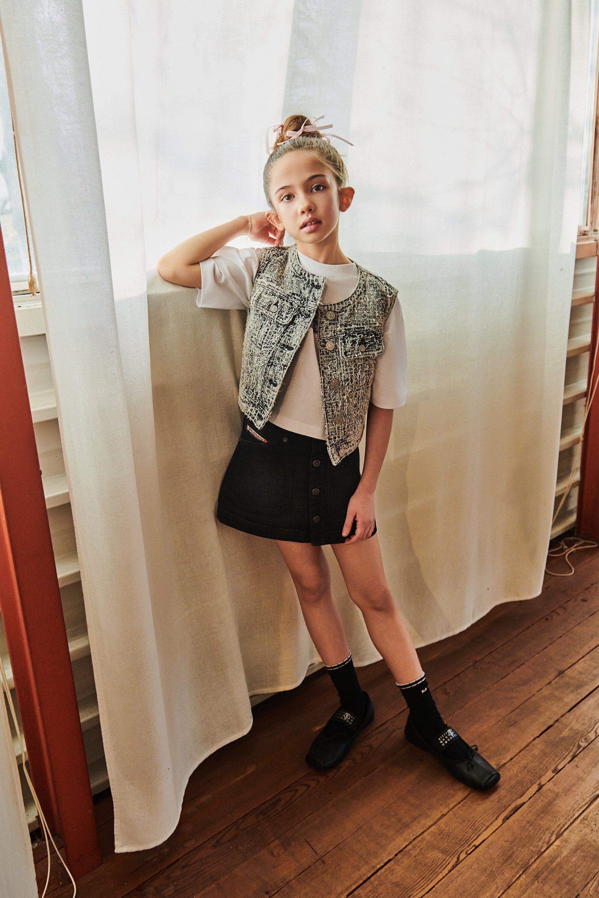 Veste en denim sans manches avec logo