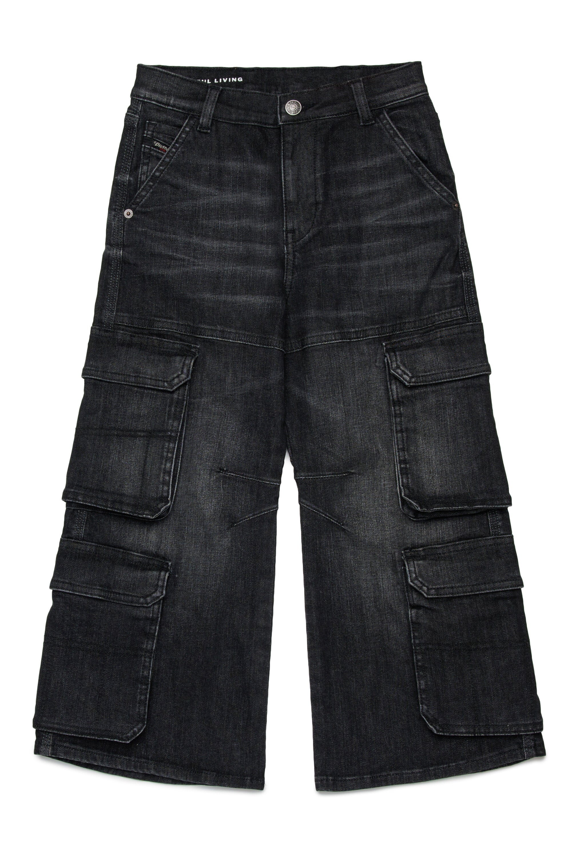 Jeans relaxed nero effetto vissuto - D-Argjx Cargo