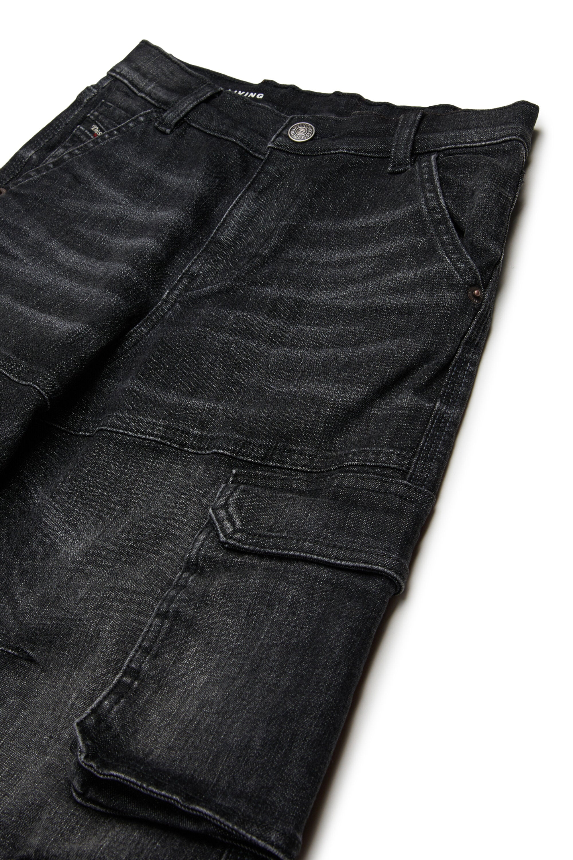 Jeans relaxed noir avec effet vécu - D-Argjx Cargo