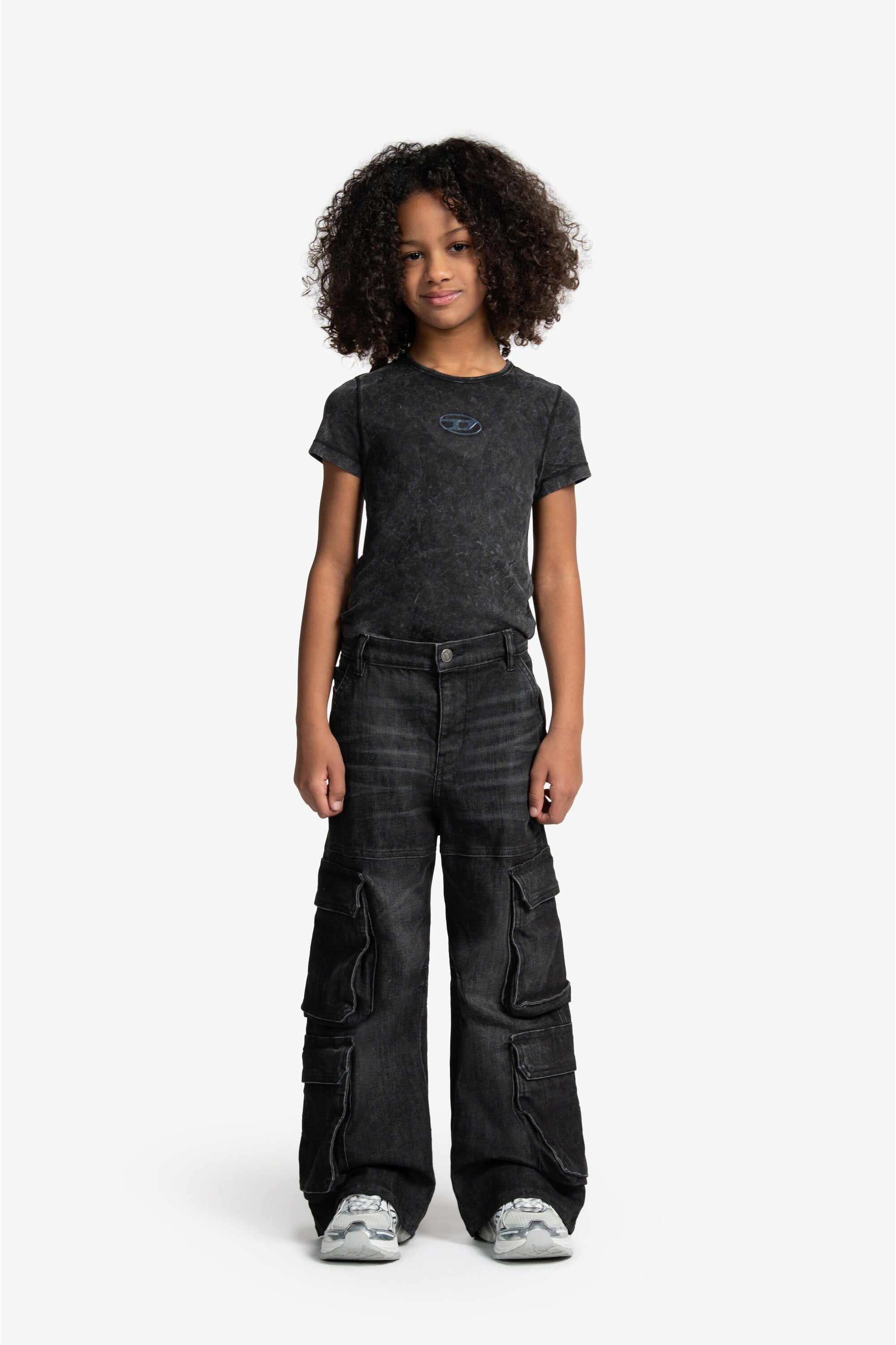 Jeans relaxed nero effetto vissuto - D-Argjx Cargo
