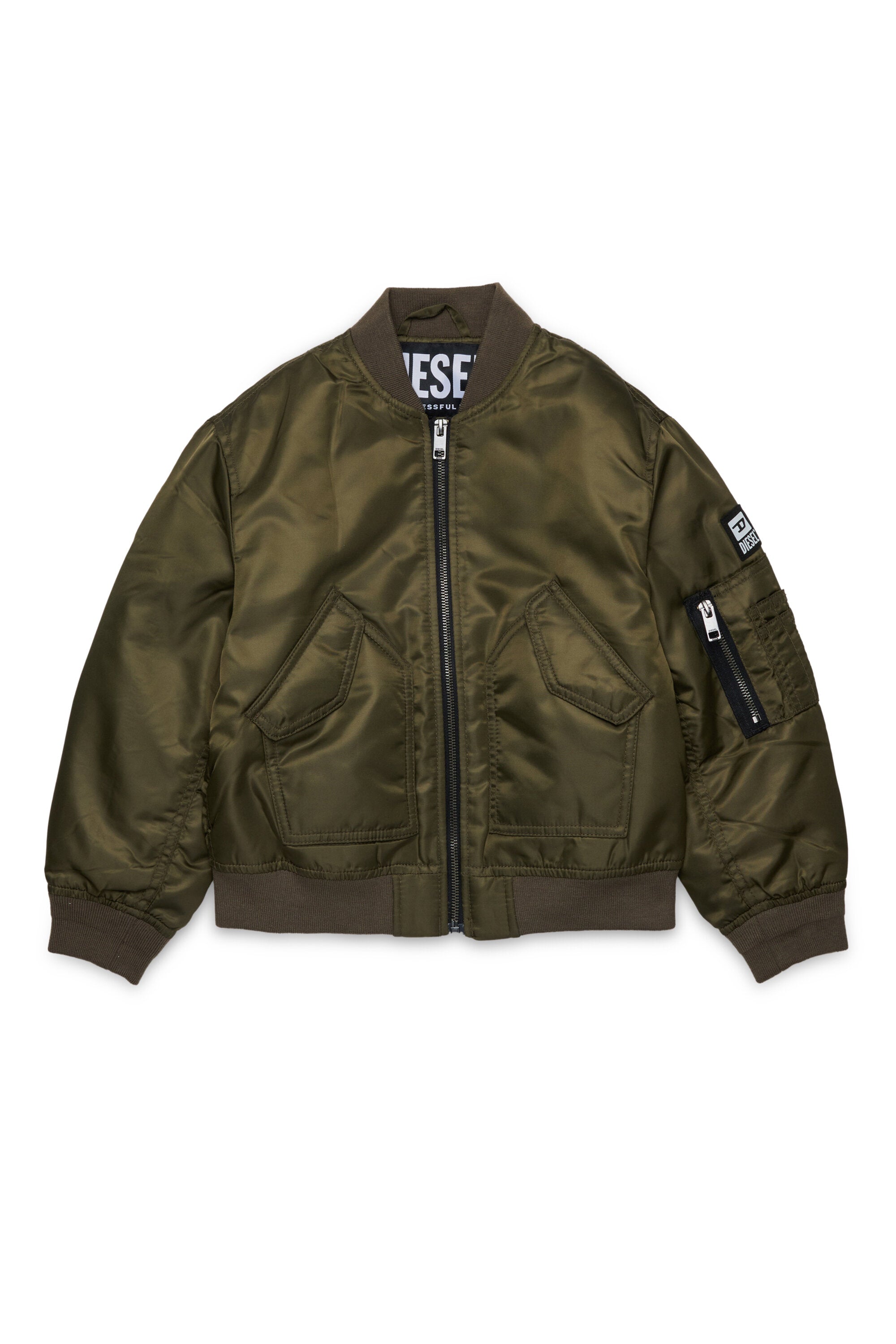 Giacca bomber con logo e tasche con zip